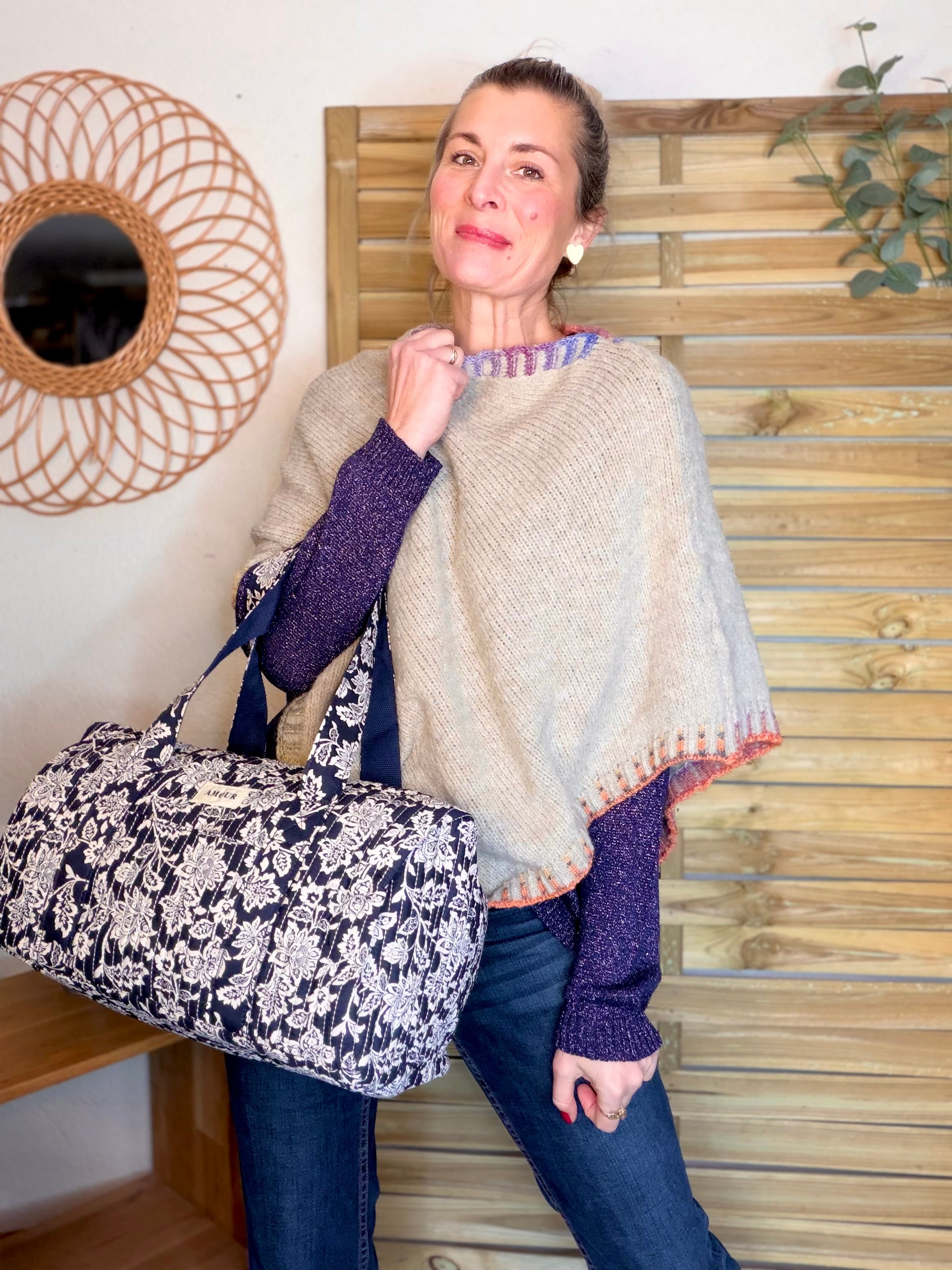 Sac polochon imprimé TARA - Fleuri Marine