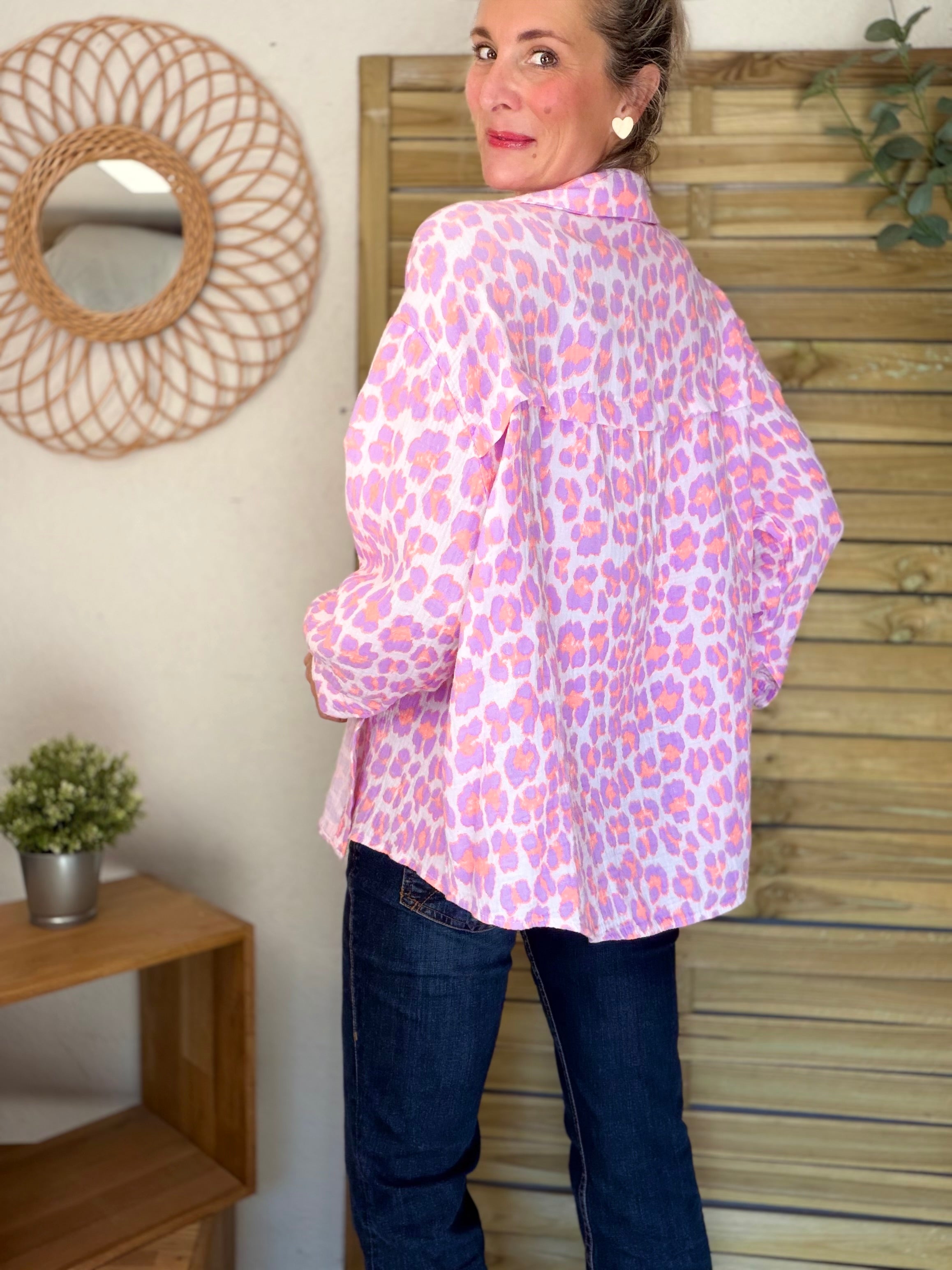 Chemise en gaze de coton FÉLICIE Léo lilas