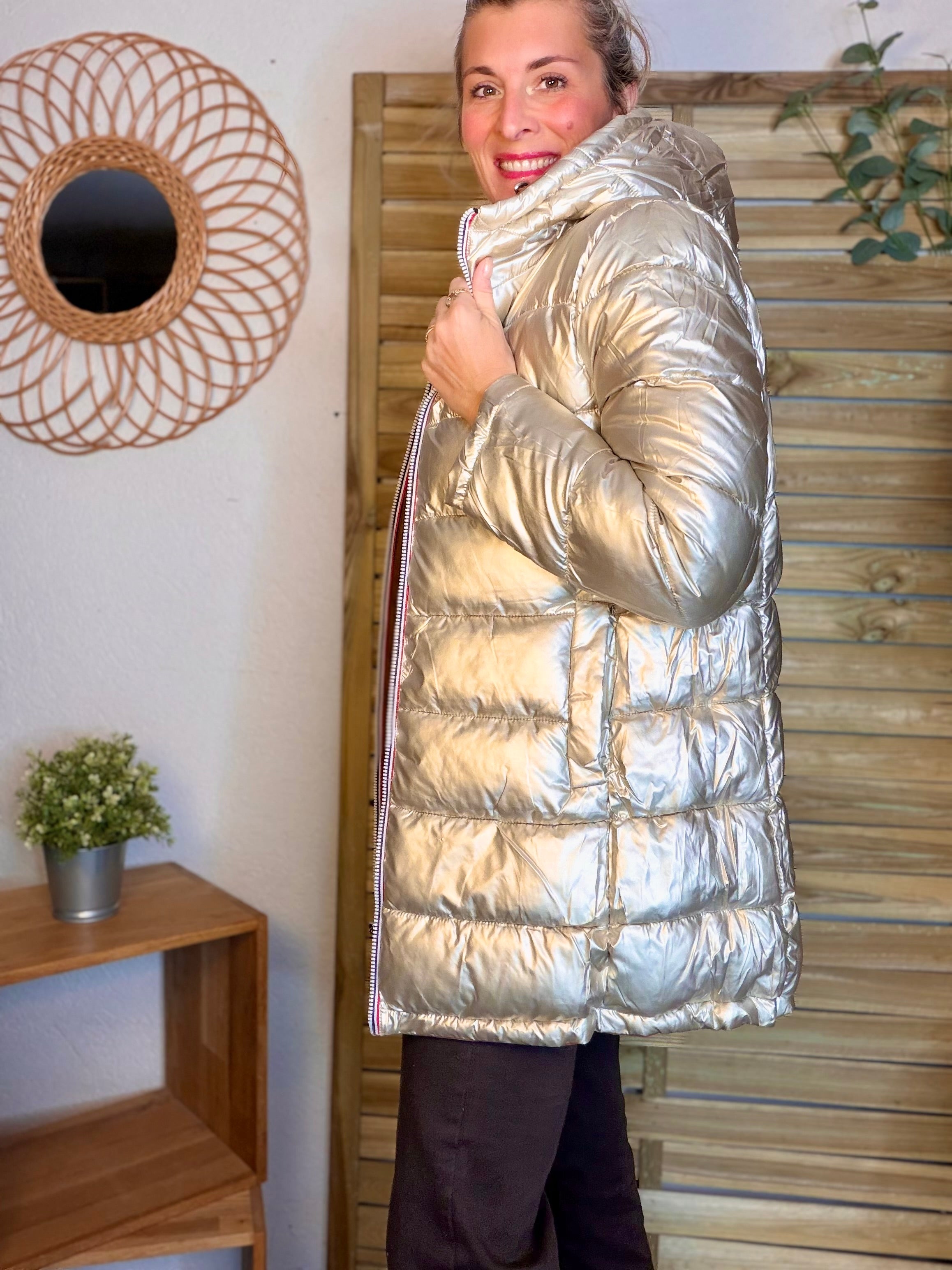 Doudoune imperméable réversible longue ANGÈLE LONG - Rouille choco - MELYA MELODY