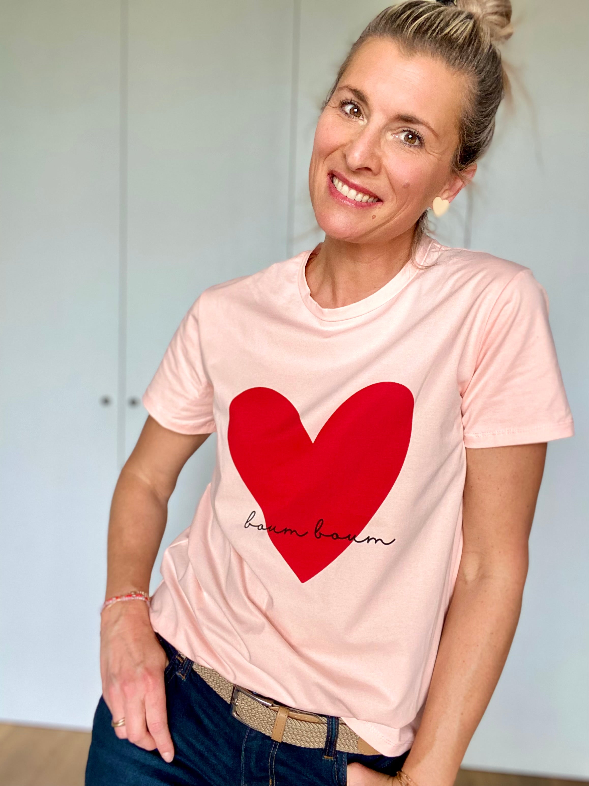 Tee shirt FAMILY rose, coeur rouge BOUM BOUM - taille 2 ans au XL - FIN DE SÉRIE