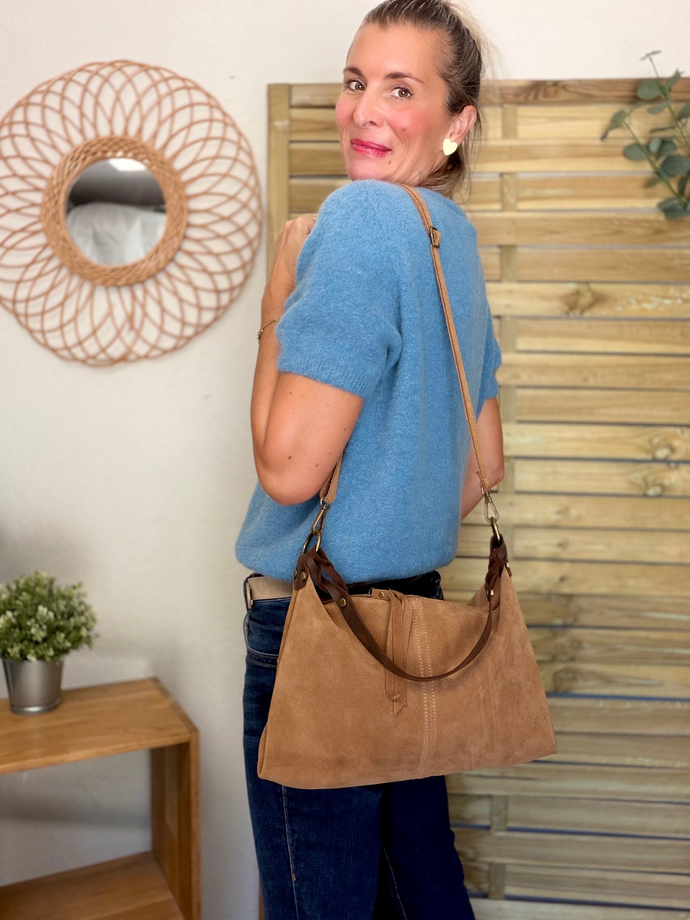 Pull laine et alpaga PEGGY - Bleu Jean