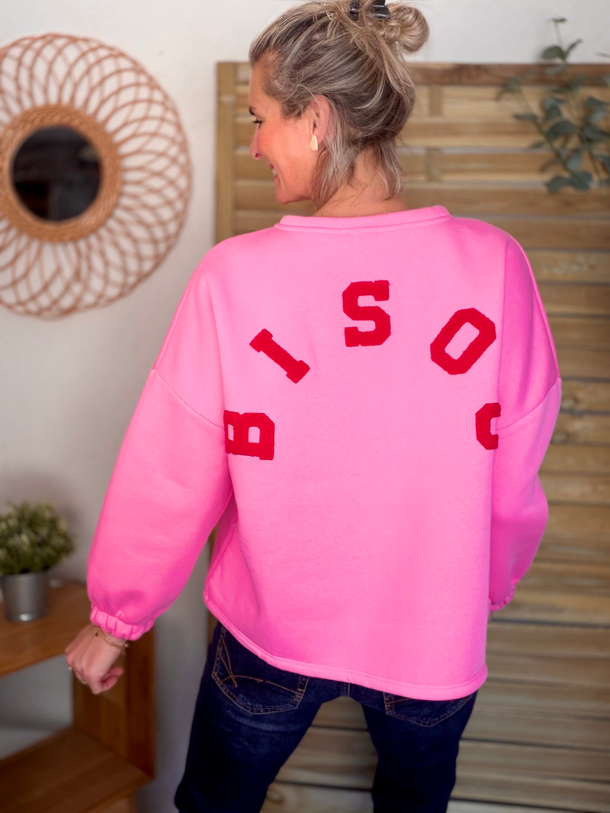 Sweat molleton oversized BISOU Rose / Rouge - MIKA