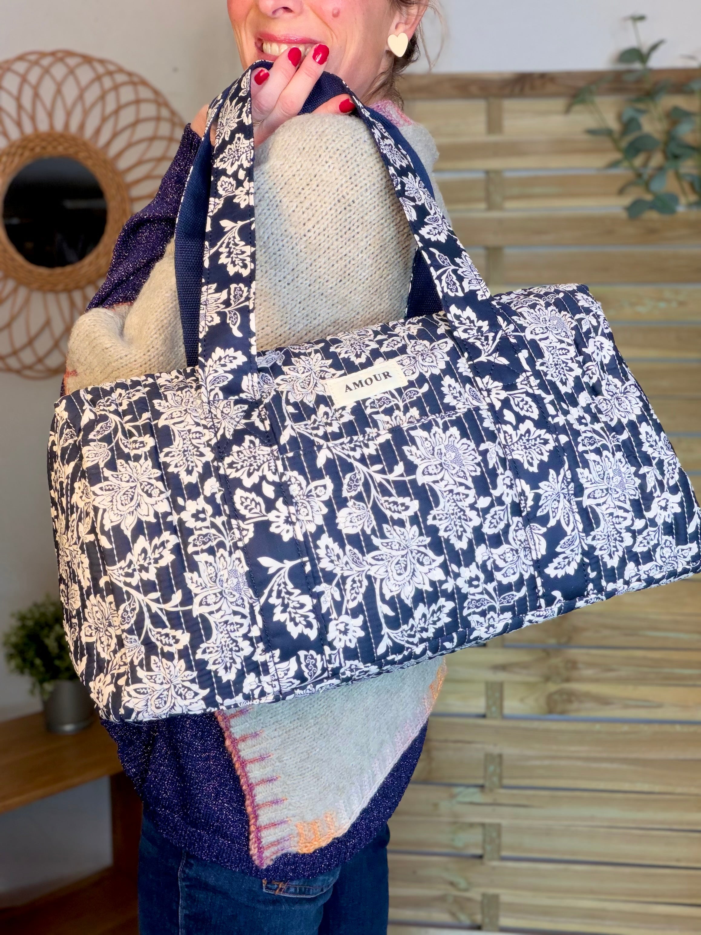Sac polochon imprimé TARA - Fleuri Marine