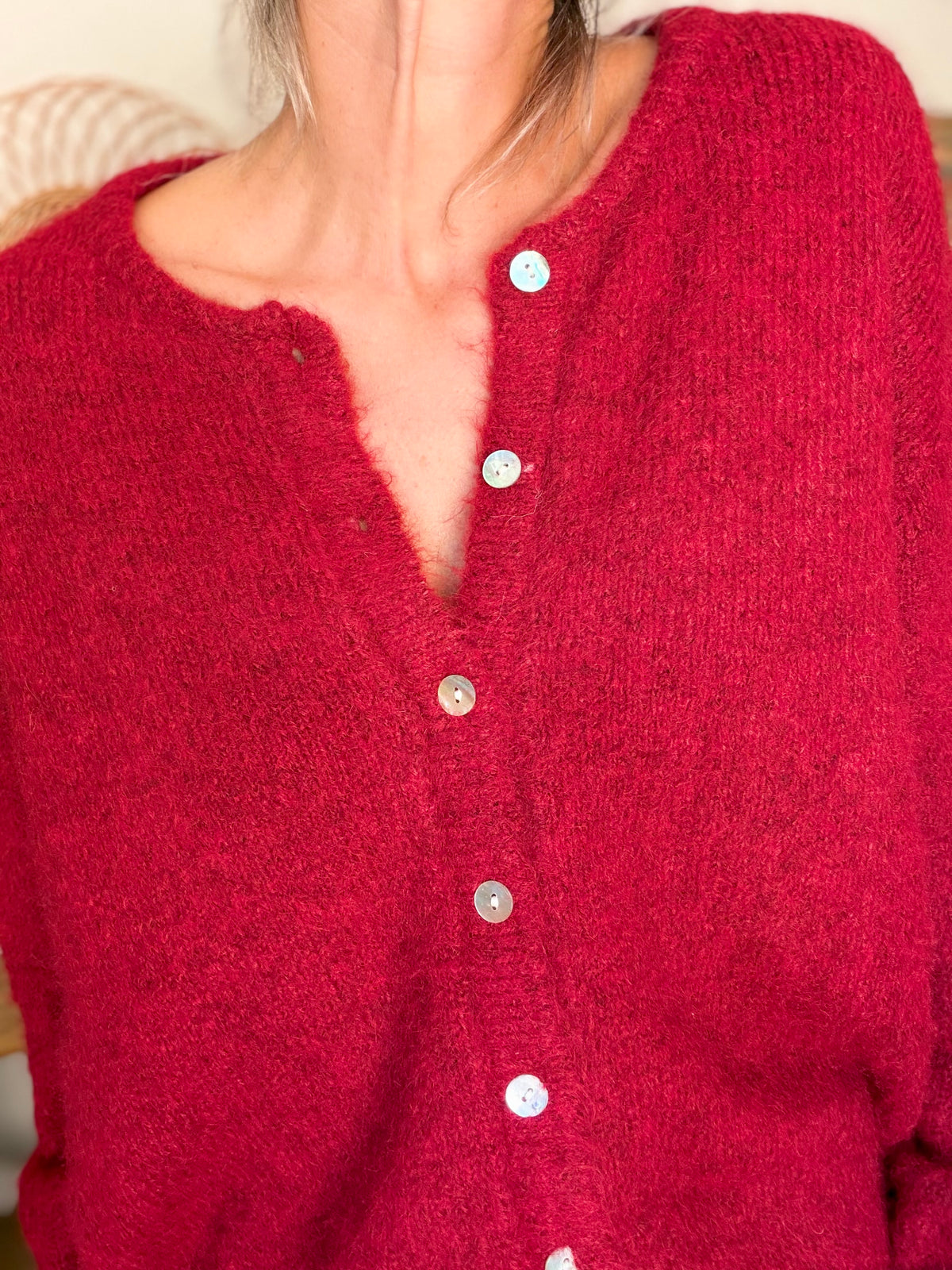 Gilet en maille MERYL - Cerise