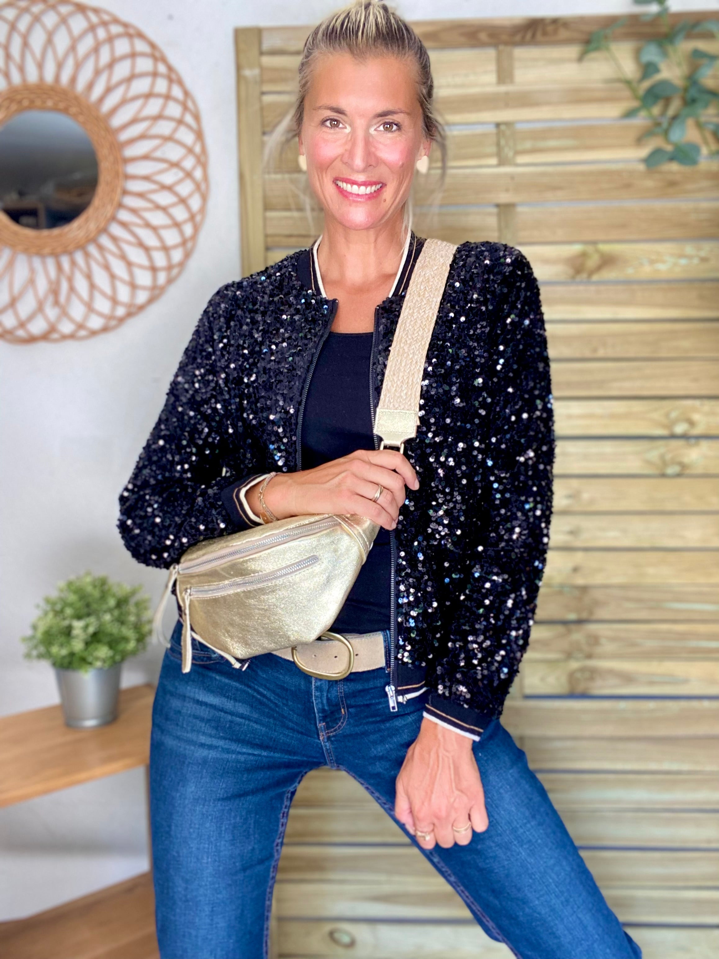 Veste bombers avec sequins Noirs KIM