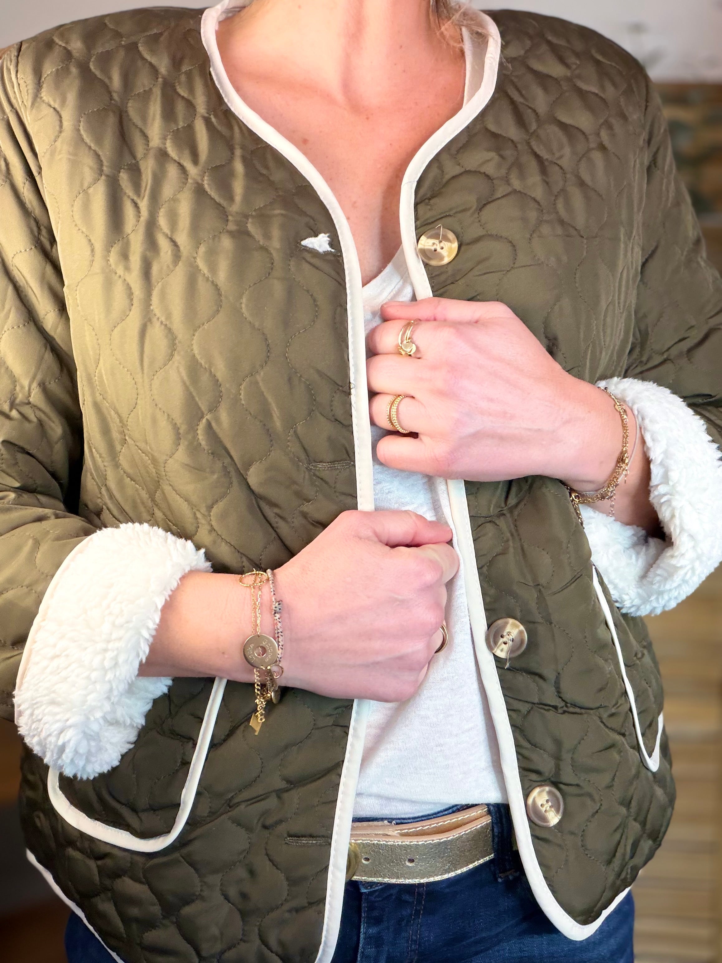 ⚡️ ARRIVAGE - Veste matelassée réversible Sherpa NOÉMIE Kaki