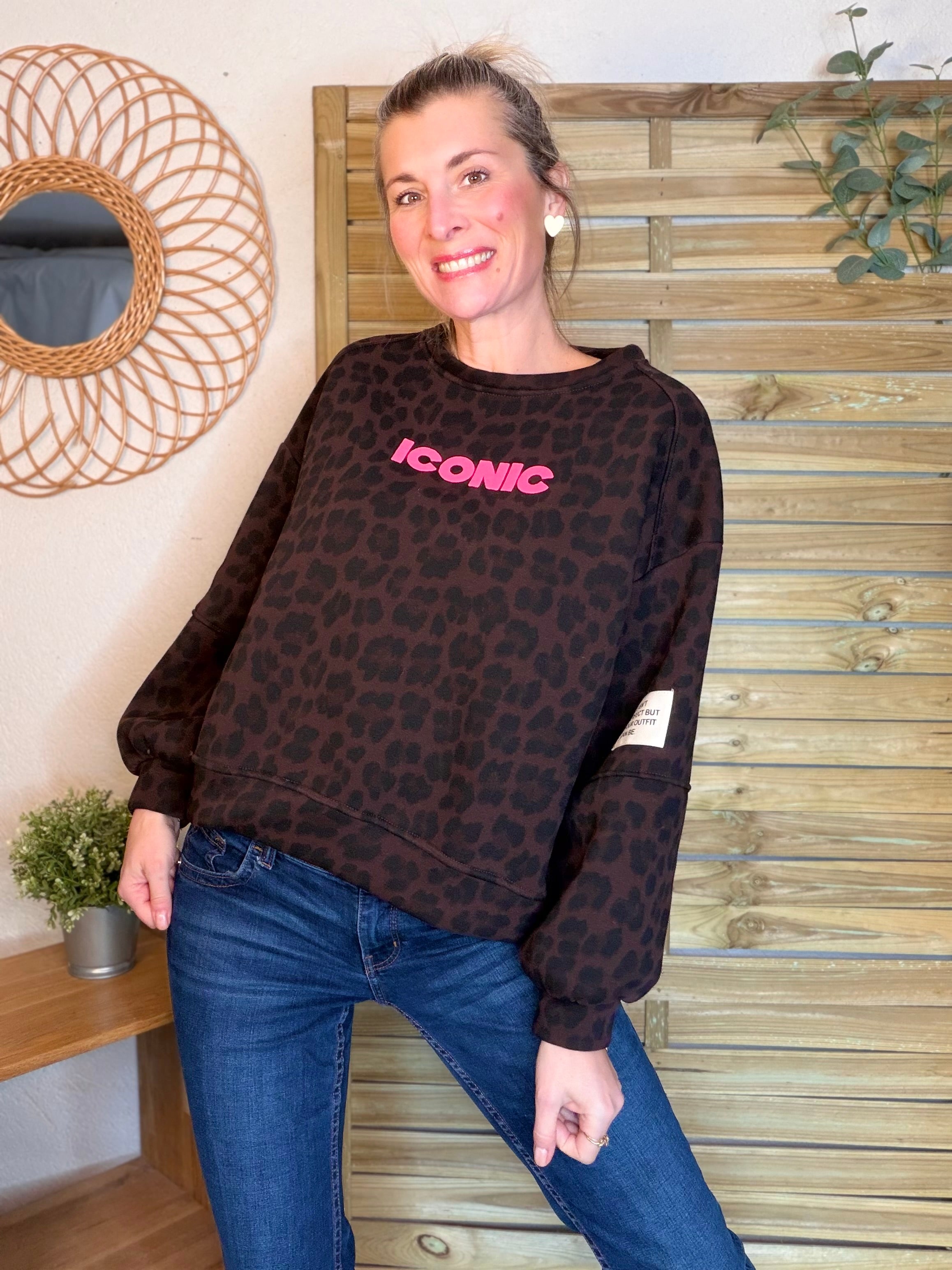 Sweat molleton imprimé Léo choco ICONIC 🐆 MANON