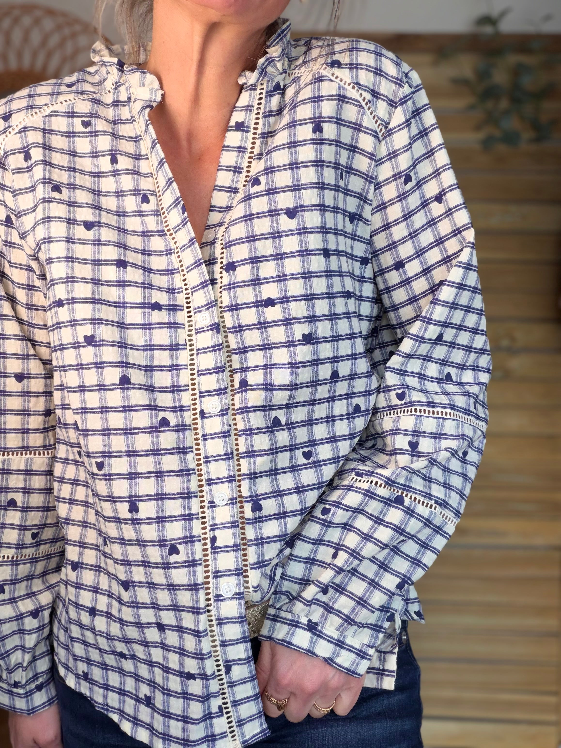 ⚡️ARRIVAGE - Blouse à carreaux et cœurs 💙 LYA bleue