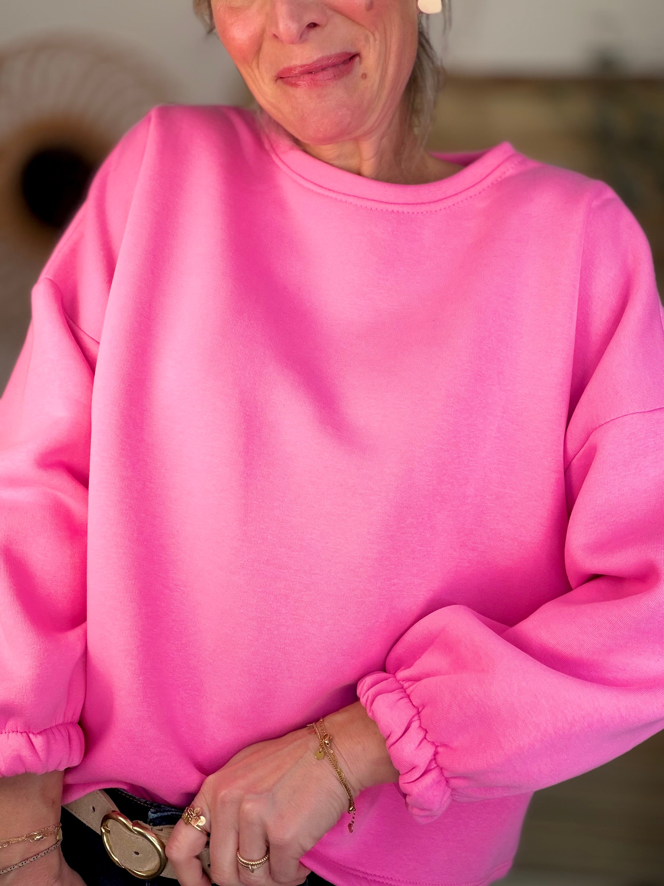 Sweat molleton oversized BISOU Rose / Rouge - MIKA