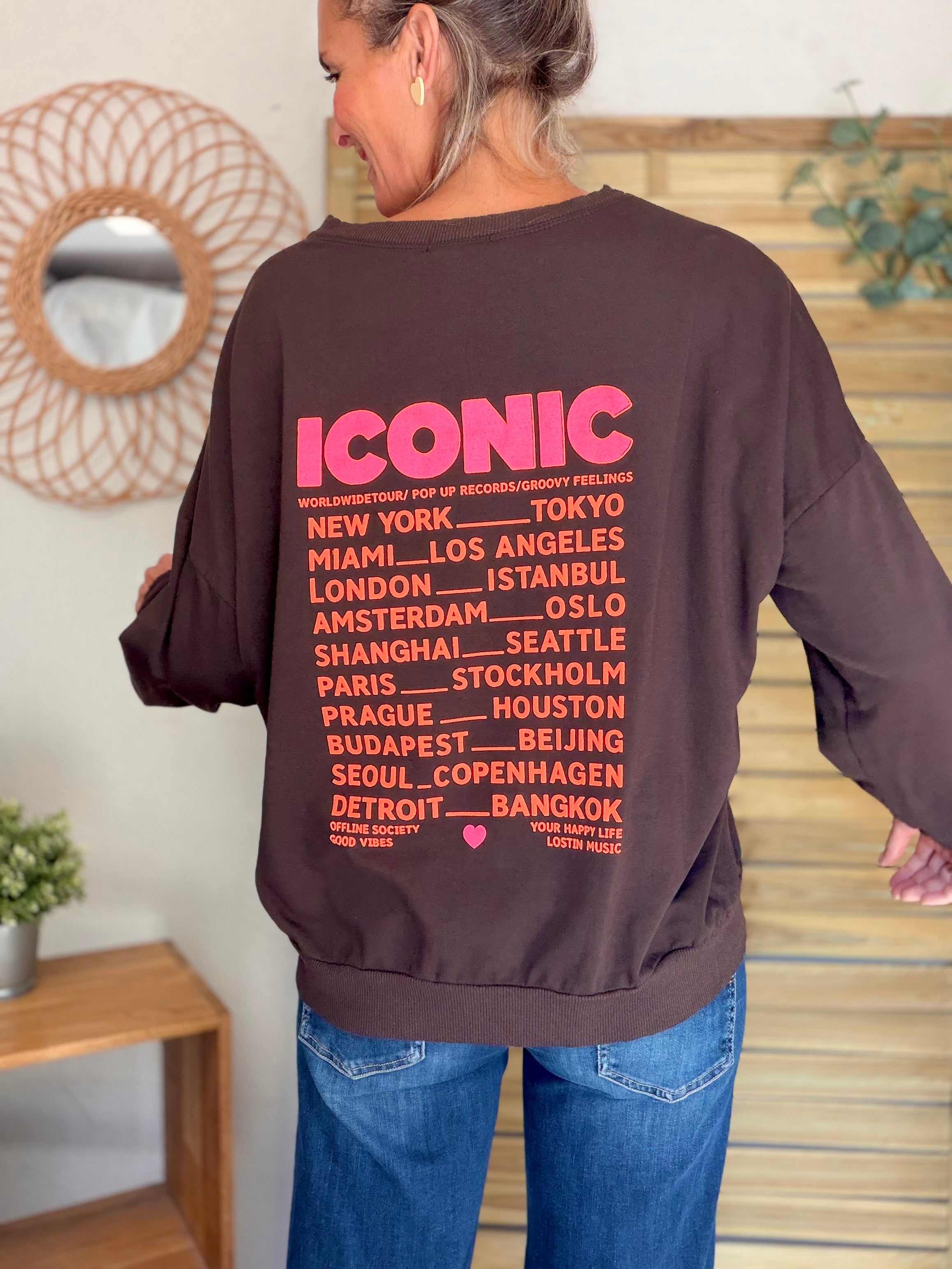 Sweat ICONIC léger 100% coton FAUSTINE Chocolat (taille 36 à 46)