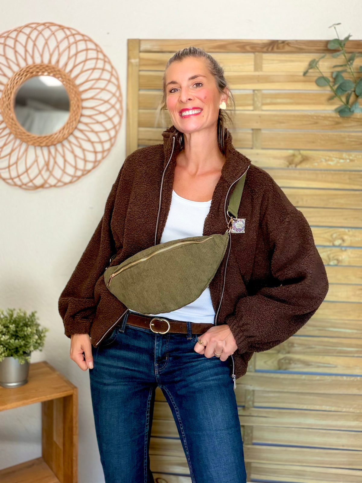Veste Sherpa zippée LÉONIE Chocolat