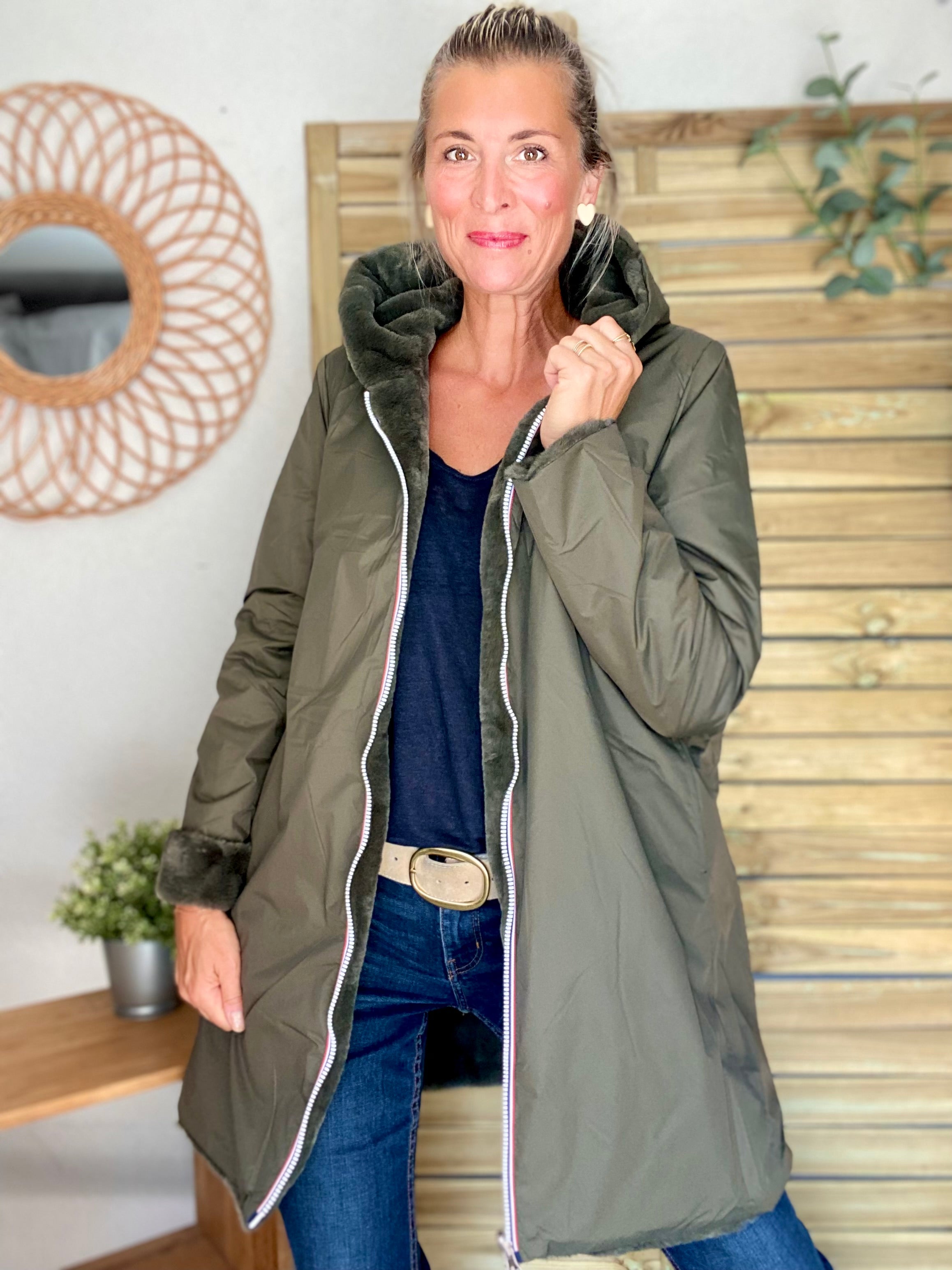 Parka Imperméable réversible fourrée Kaki / Kaki ALIX - LAURA JO