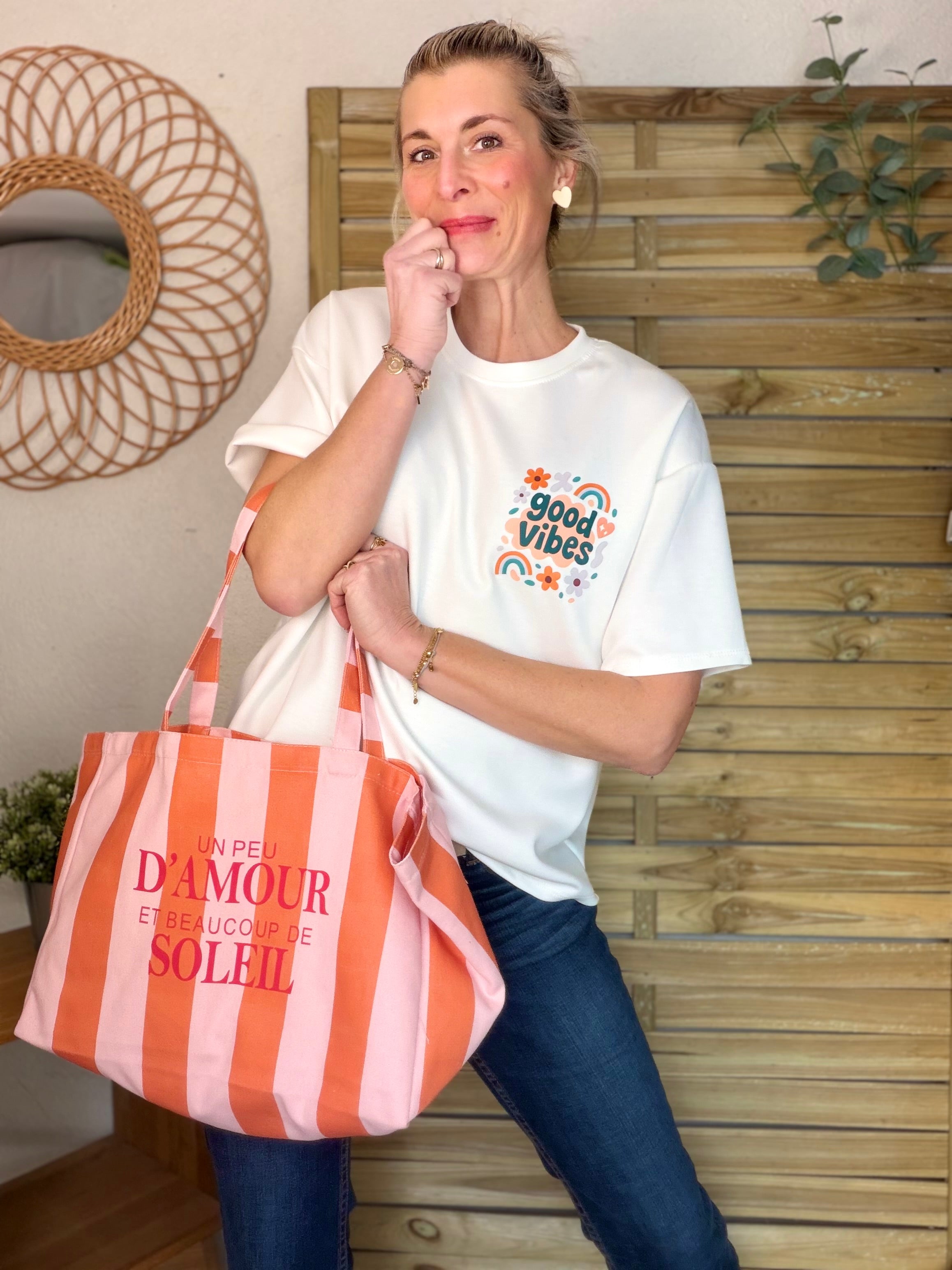 Grand cabas Tote bag un peu d’amour et beaucoup de soleil ELSY
