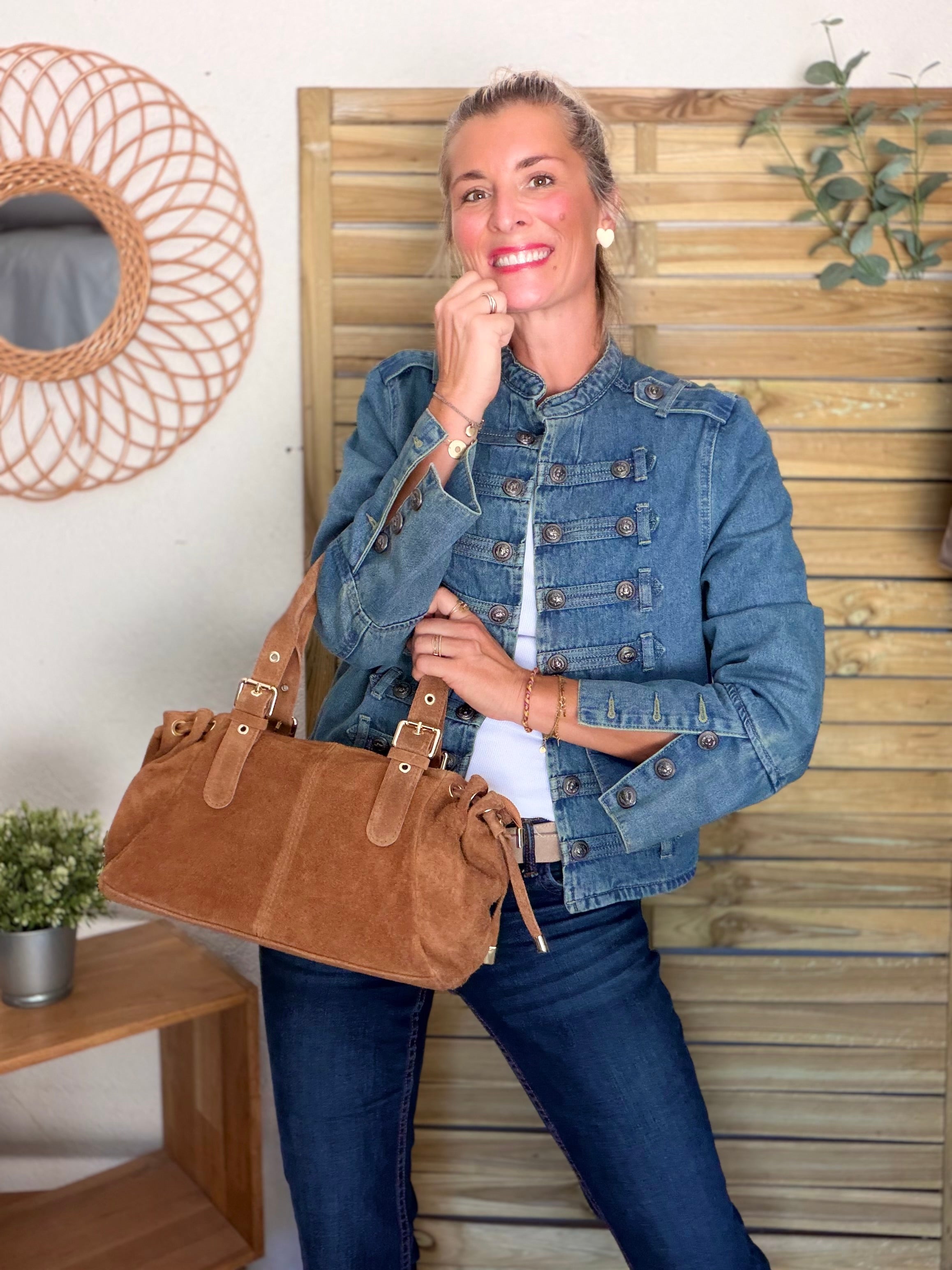 Veste courte en jean NAPOLÉON - Bleu Jean