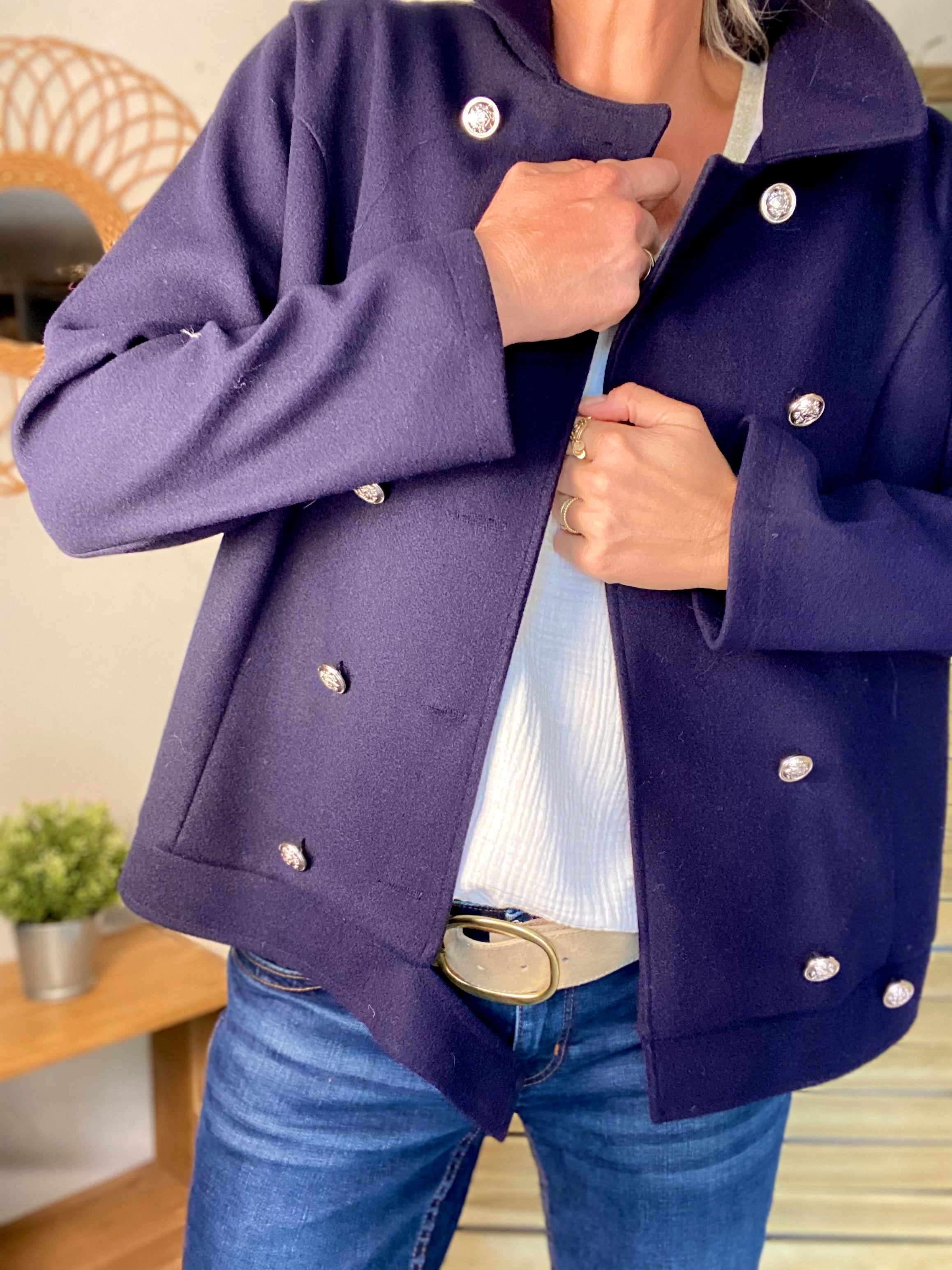 ⚠️ PRÉCOMMANDE (Expédition à partir du 01/10) - Veste caban légère JACK - Bleu marine