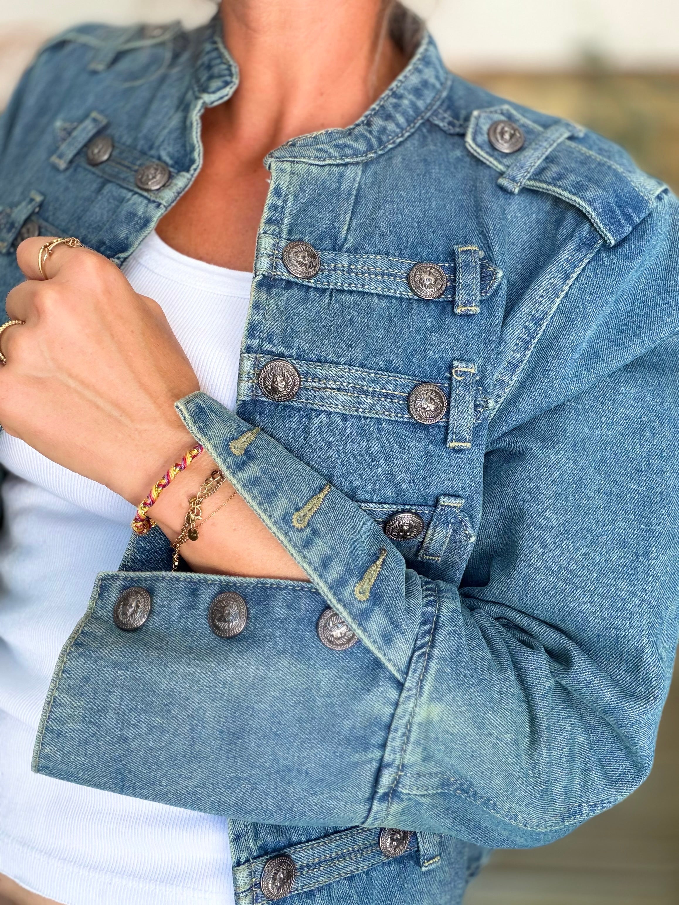 Veste courte en jean NAPOLÉON - Bleu Jean