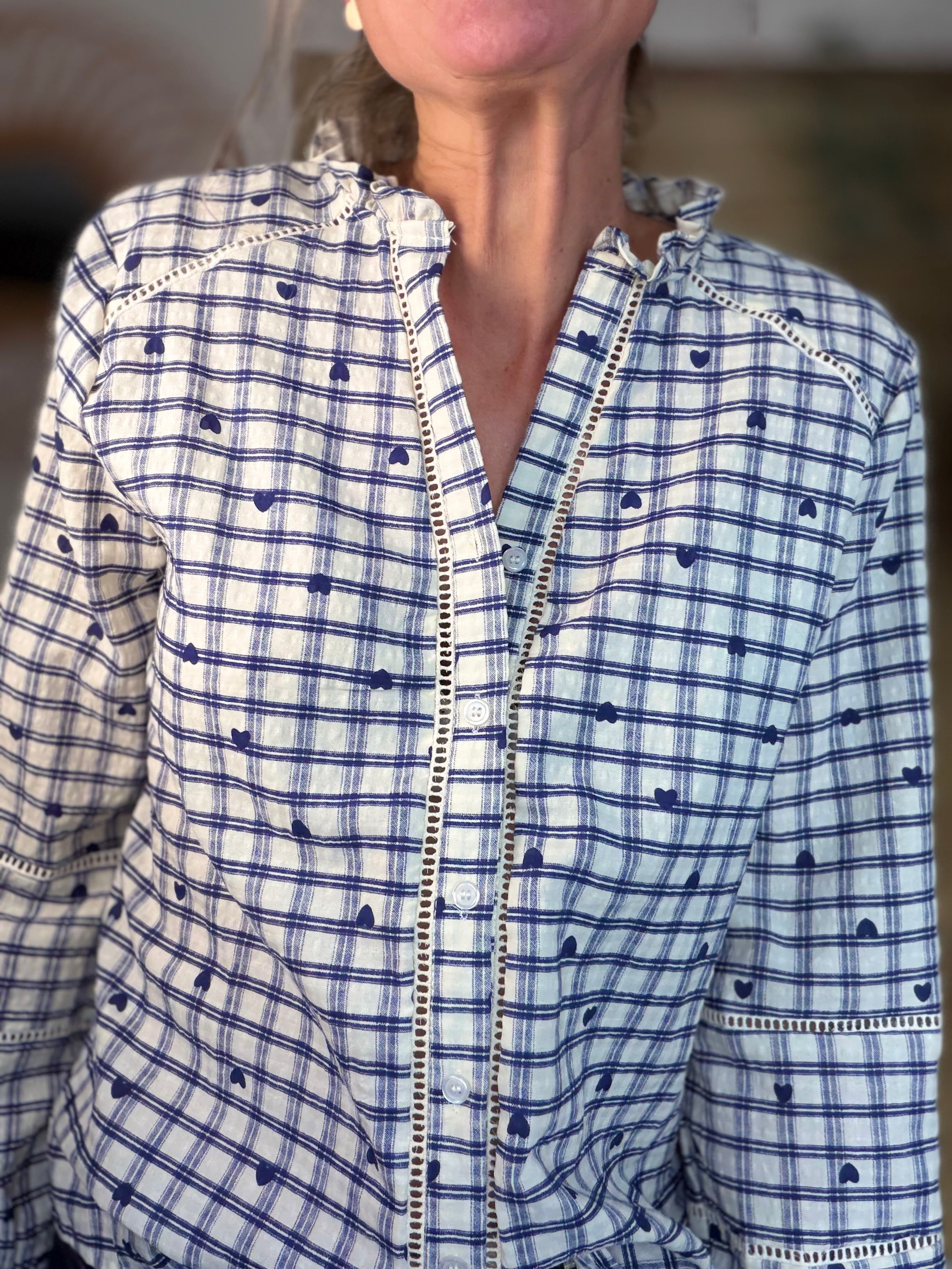 ⚡️ARRIVAGE - Blouse à carreaux et cœurs 💙 LYA bleue