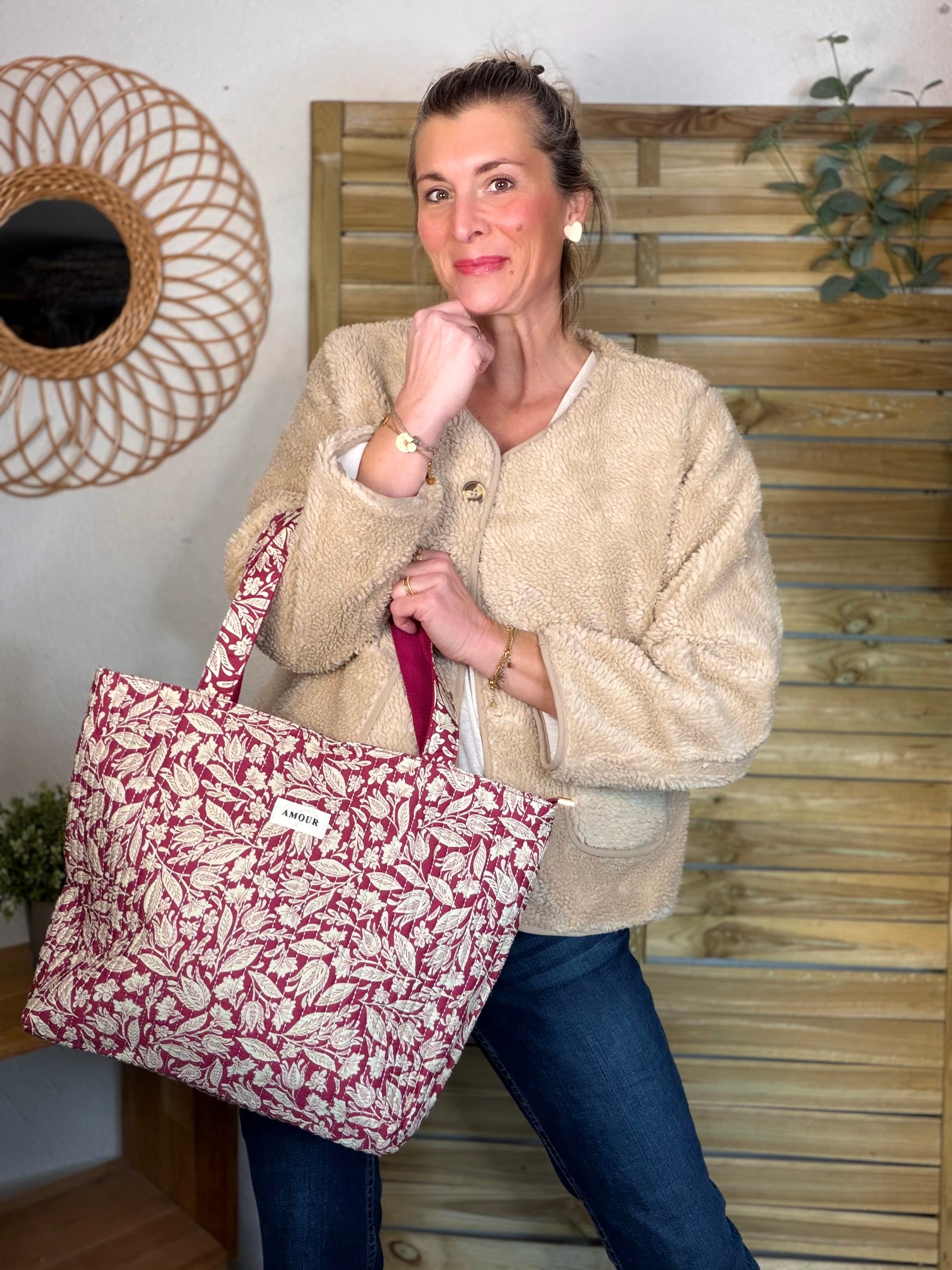 Sac cabas imprimé PIERCE - fleuri Magenta