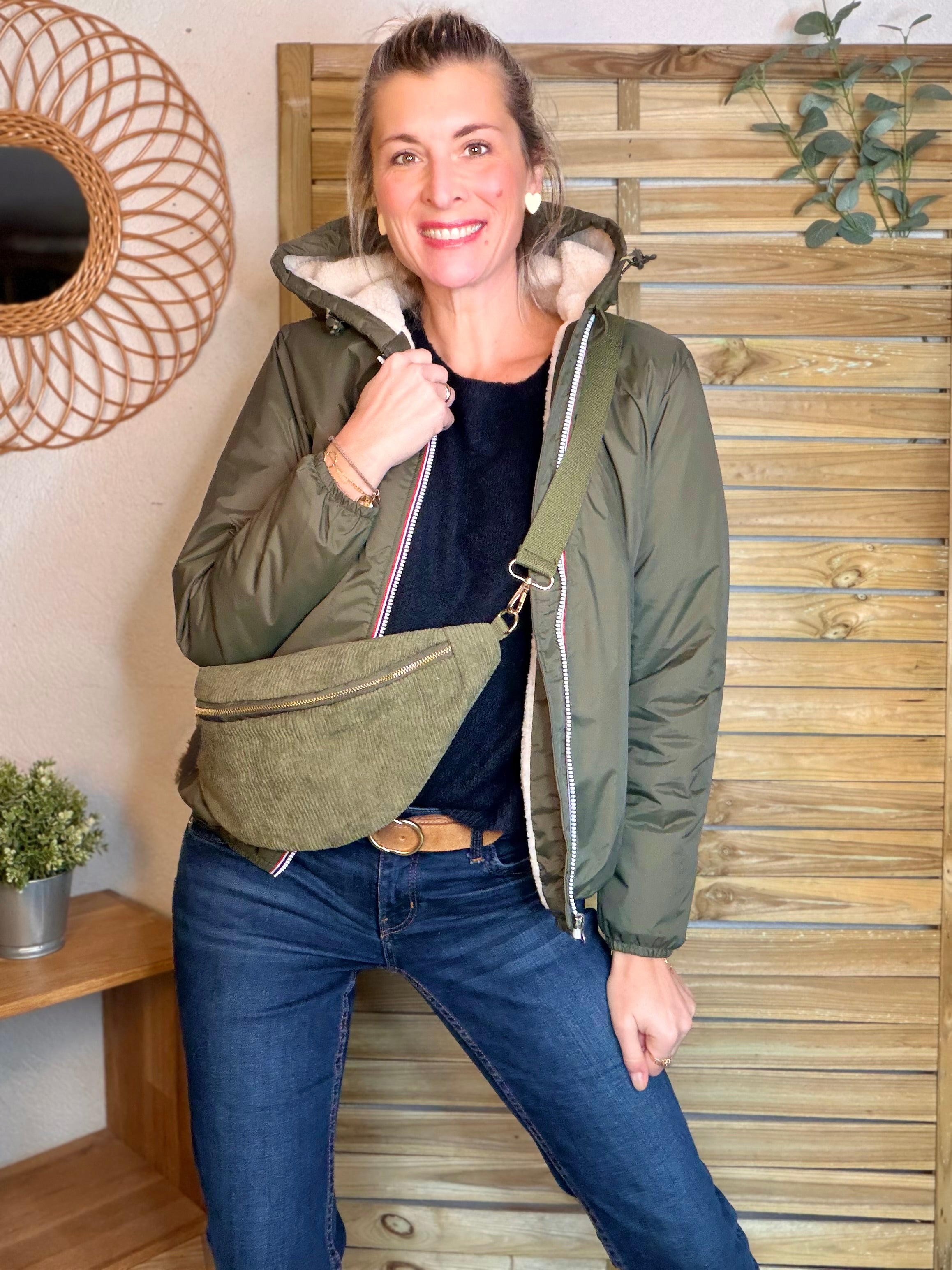 Sac banane XL velours côtelé Ciao Boum - IVY - Kaki (20 coloris)