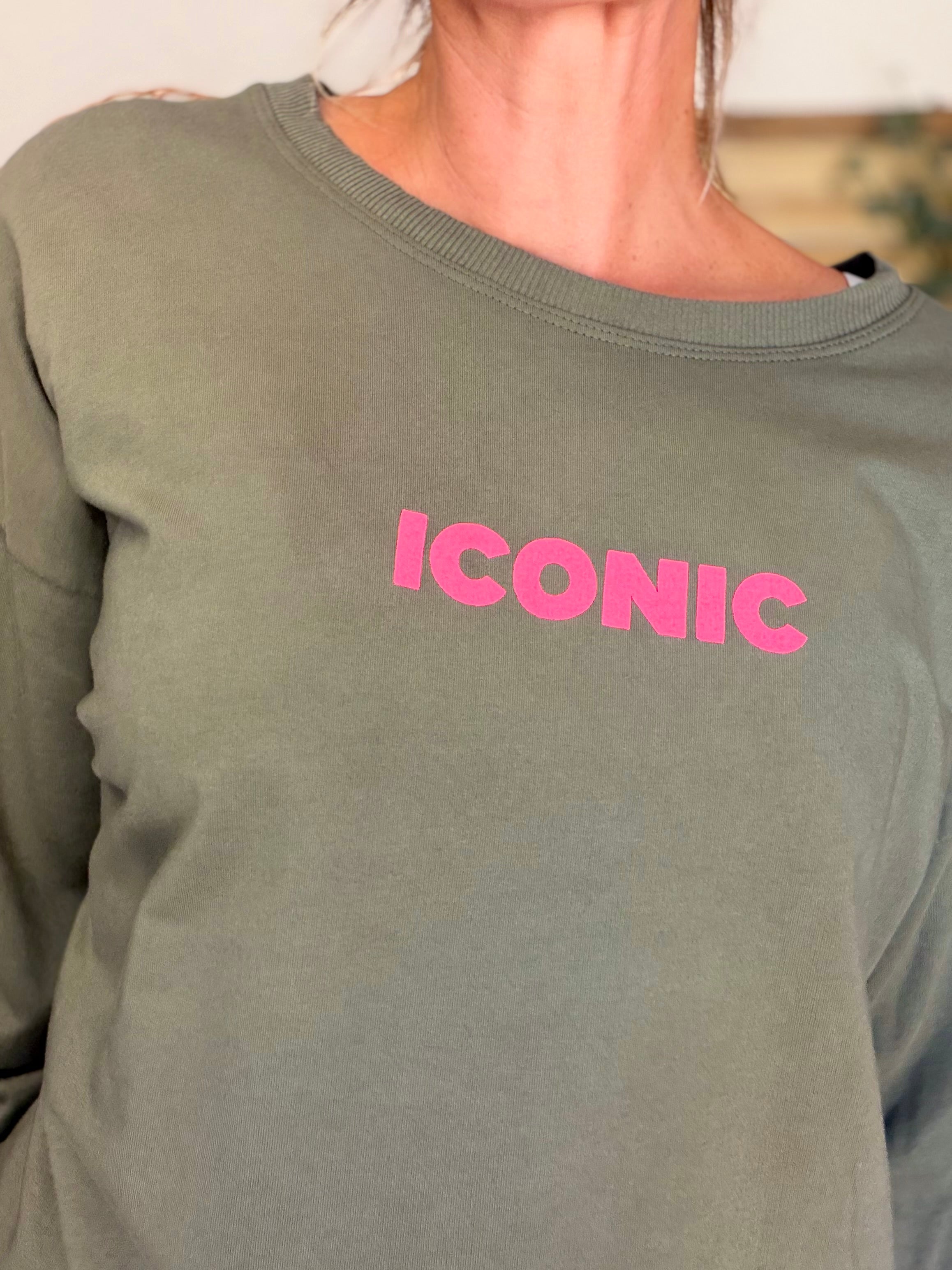 Sweat ICONIC léger 100% coton FAUSTINE Kaki (taille 36 à 46)
