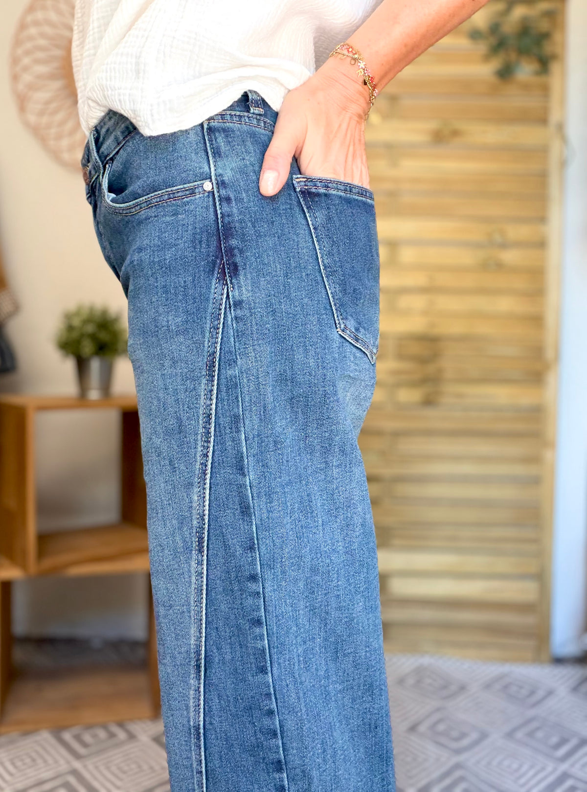 Pantalon Jean coupe barrel LÉON Bleu
