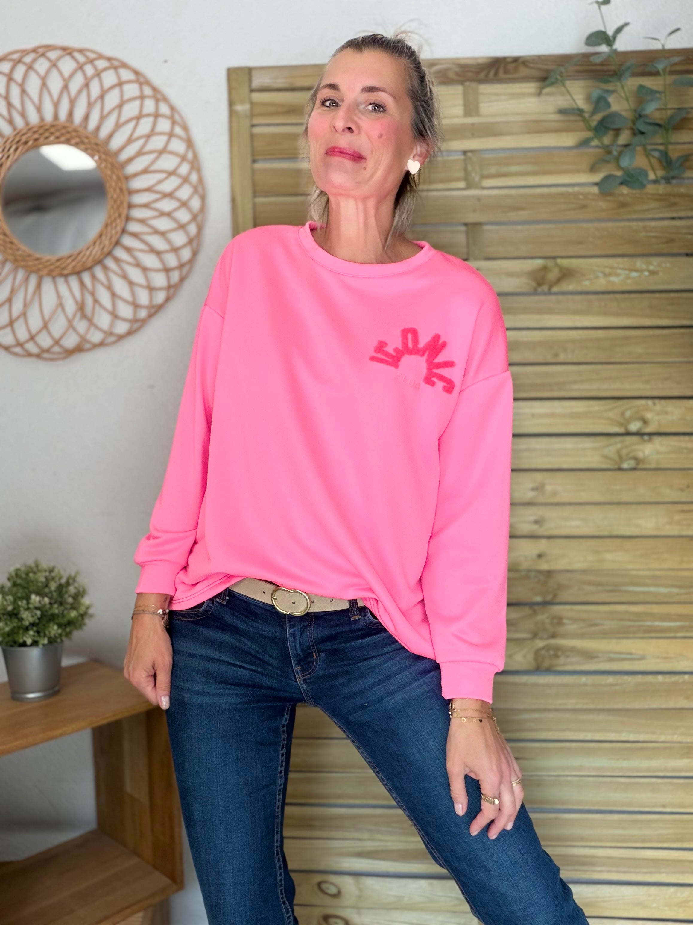 Sweat ICONIC multicolore - NORA Rose fuschia