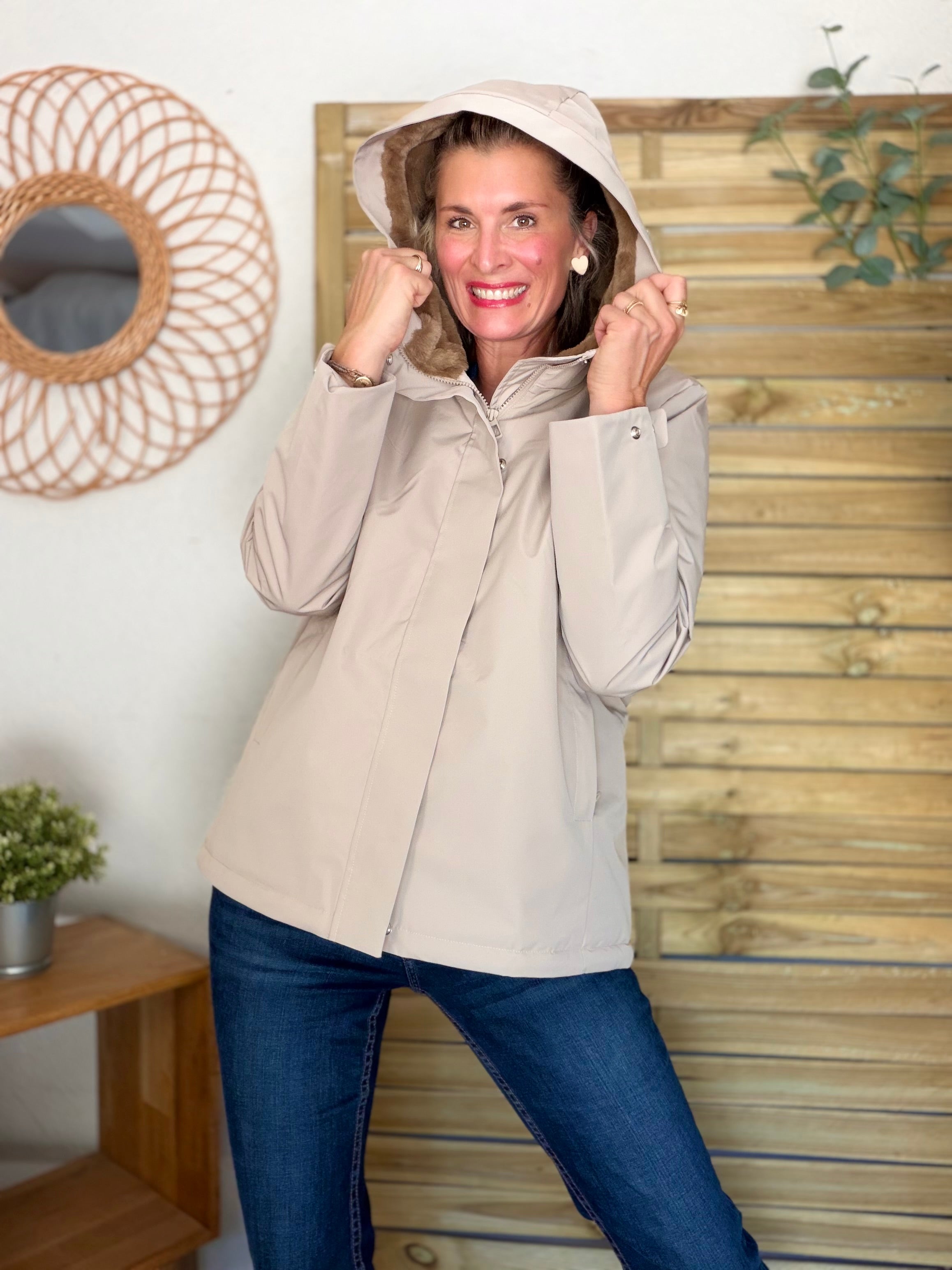 LAURA JO - Parka fourrée imperméable AMBRE MI-LONG - Beige / Camel
