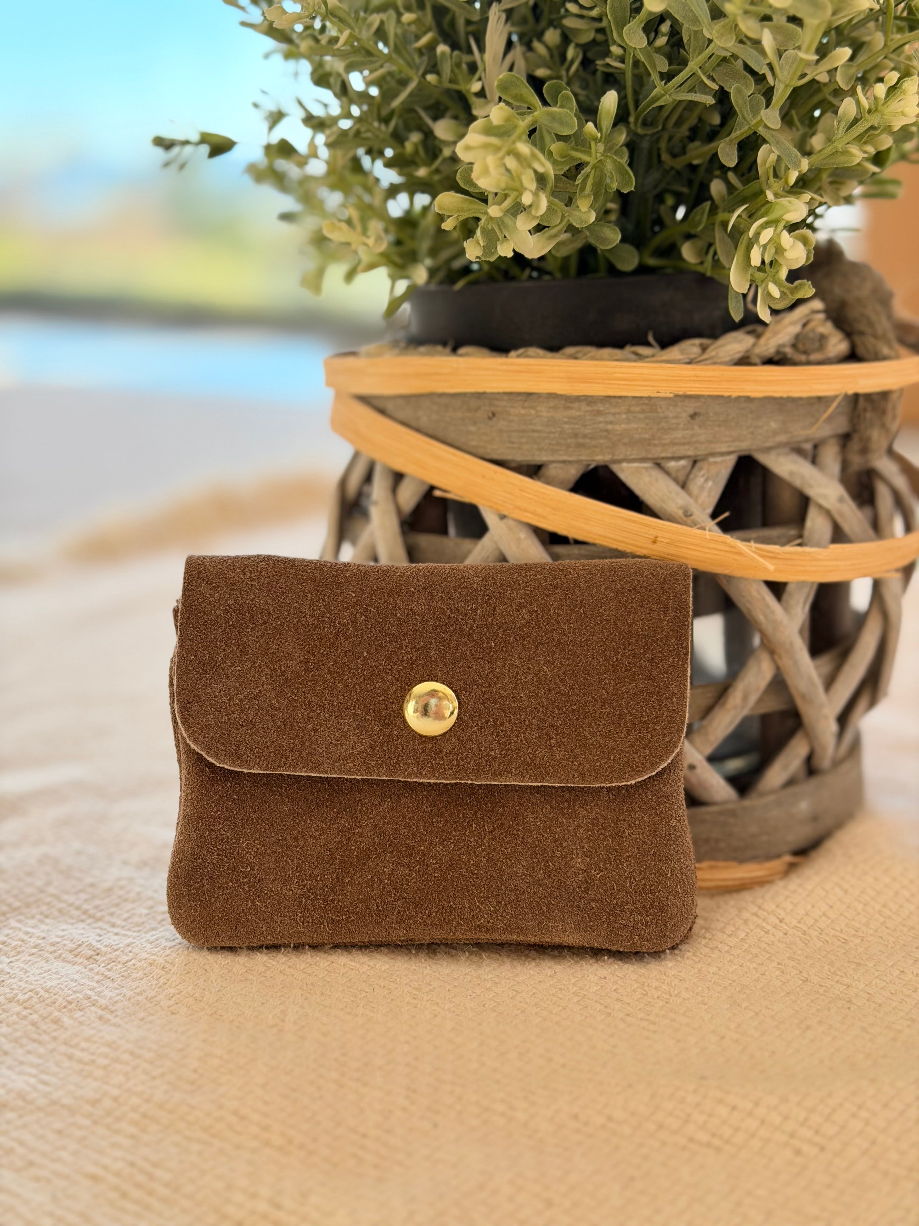 Porte monnaie / porte carte en cuir daim ACHILLE