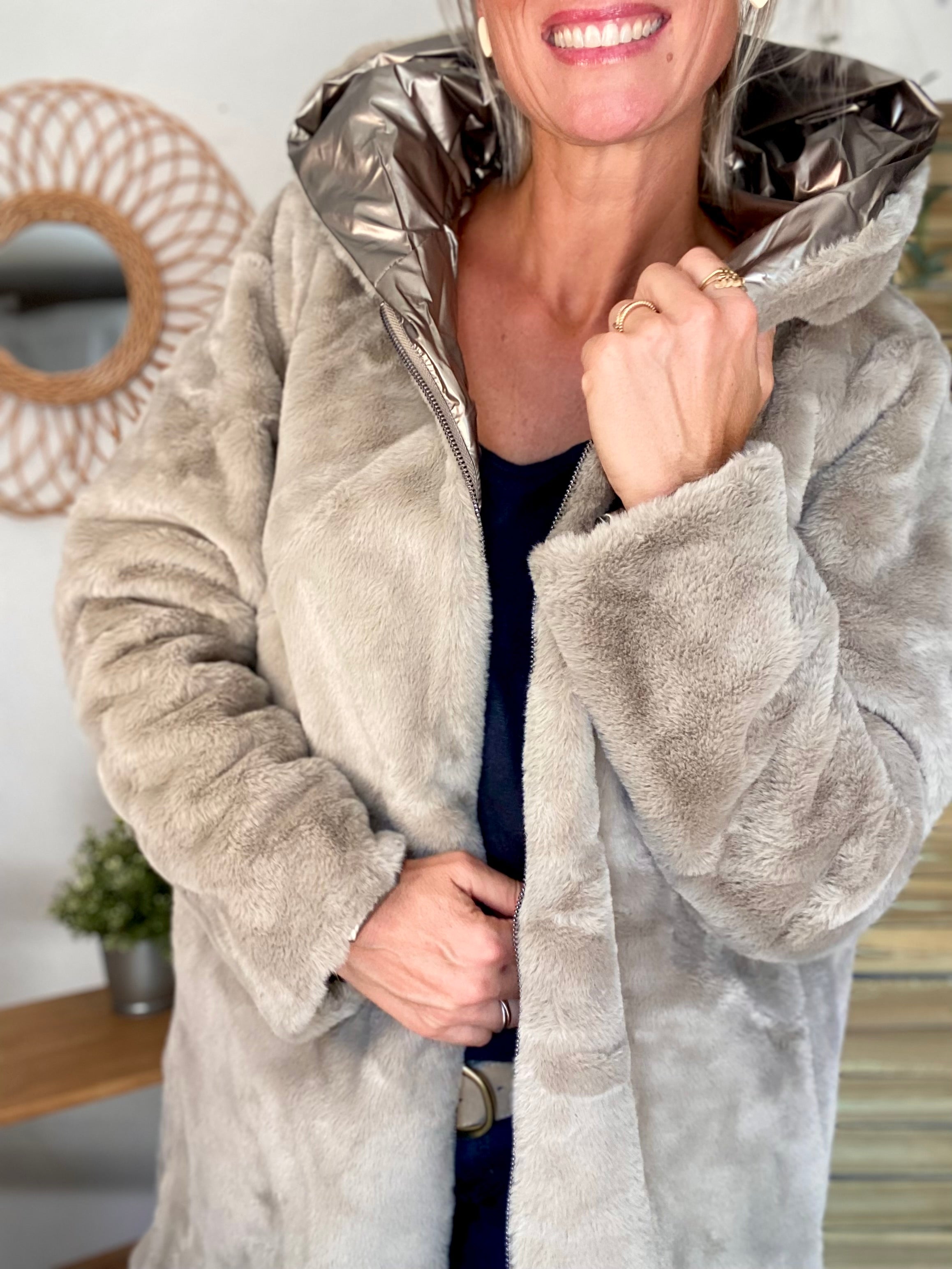 Parka Imperméable réversible fourrée Bronze / Beige ALIX - LAURA JO