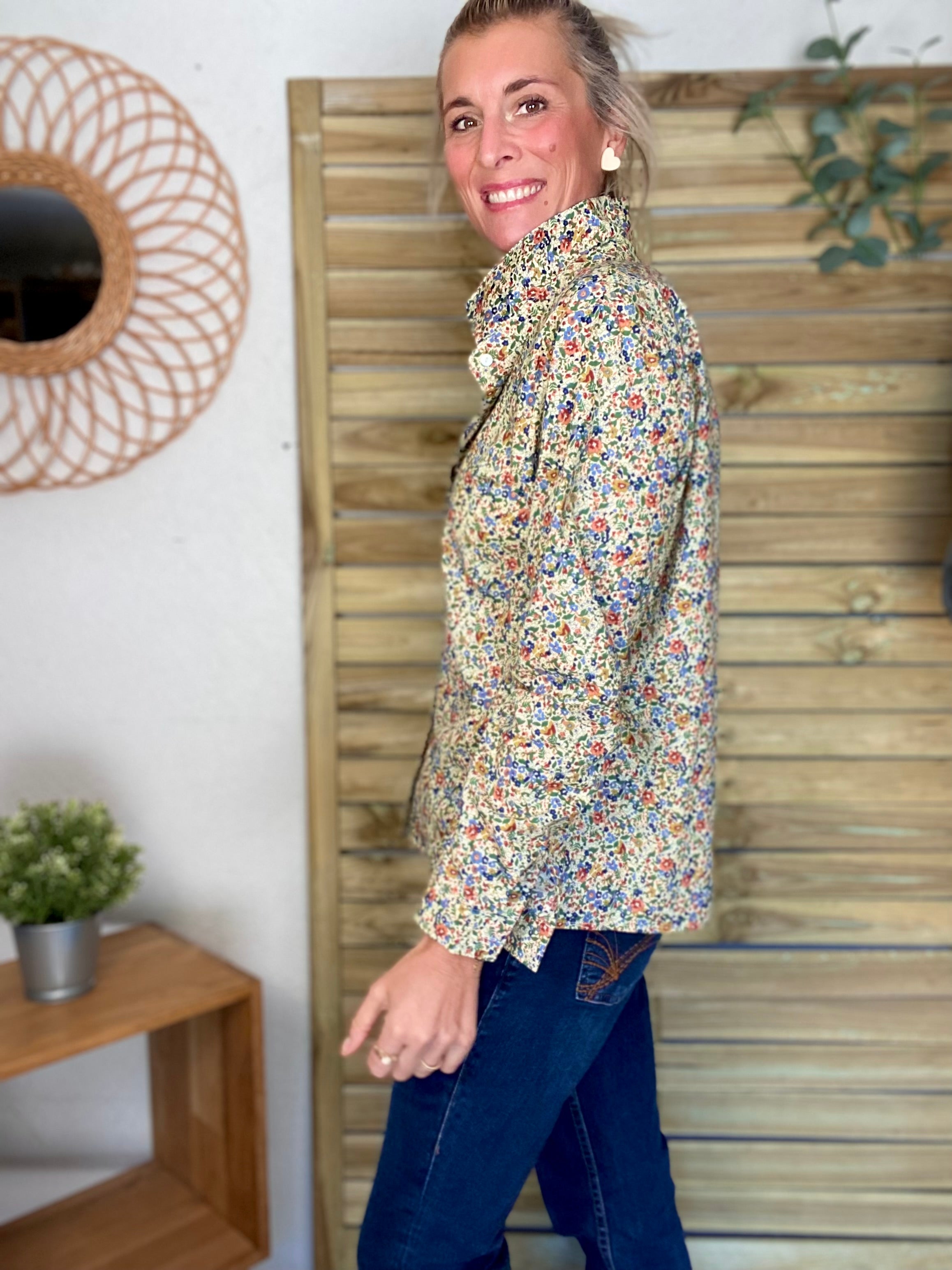 Chemise en coton imprimé Liberty vert 🌱 🌺 ÉLISE
