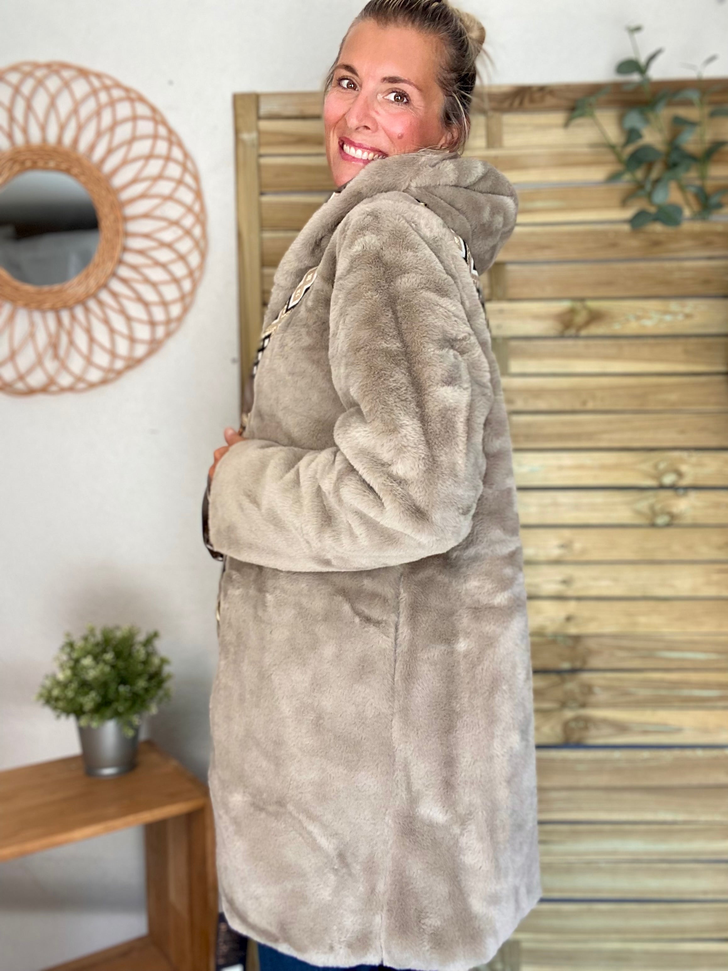 Parka Imperméable réversible fourrée Bronze / Beige ALIX - LAURA JO