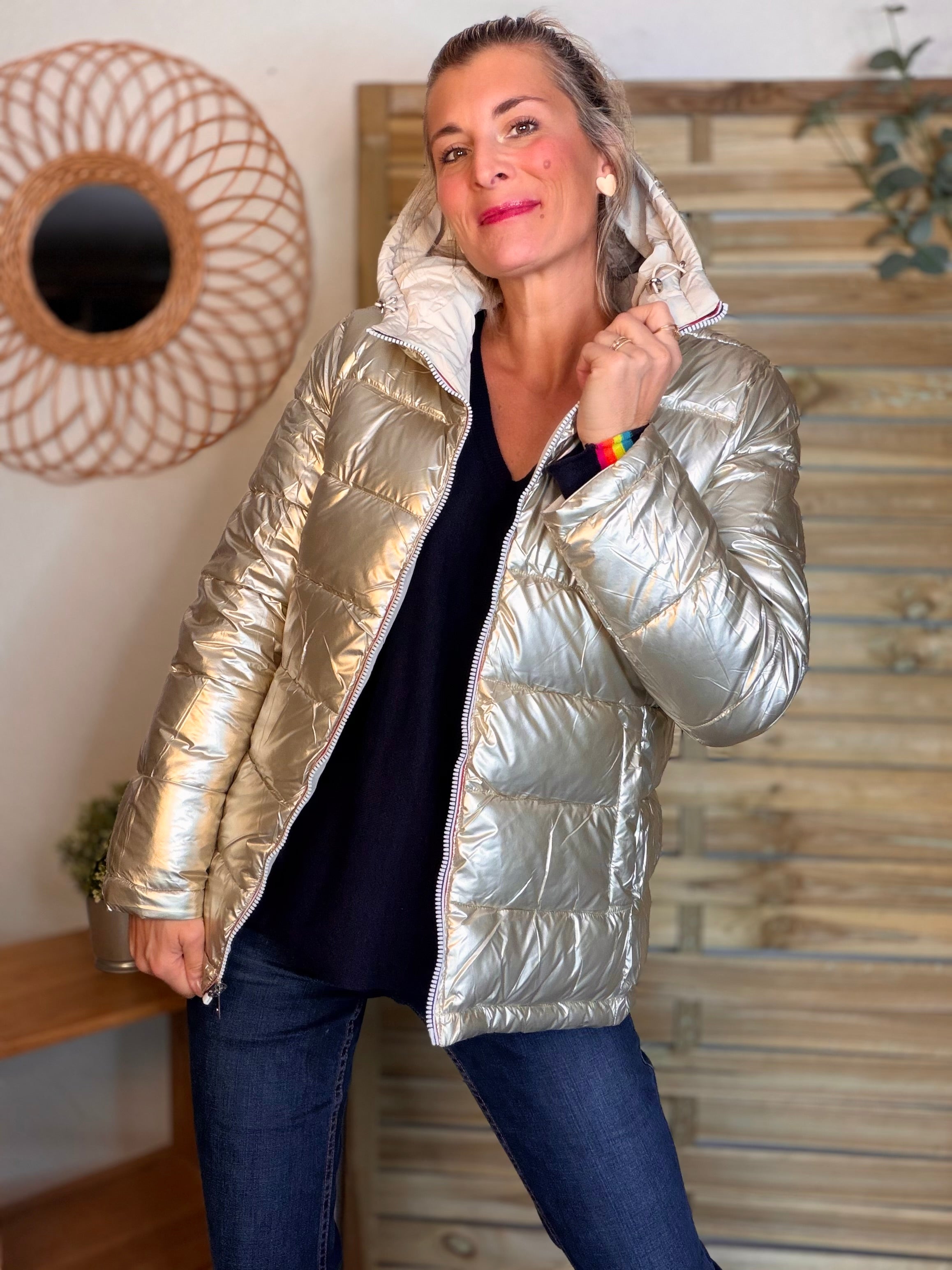 ⚡️PÉPITES FRIDAY - Doudoune imperméable réversible longue ANGÈLE COURT - Écru - MELYA MELODY