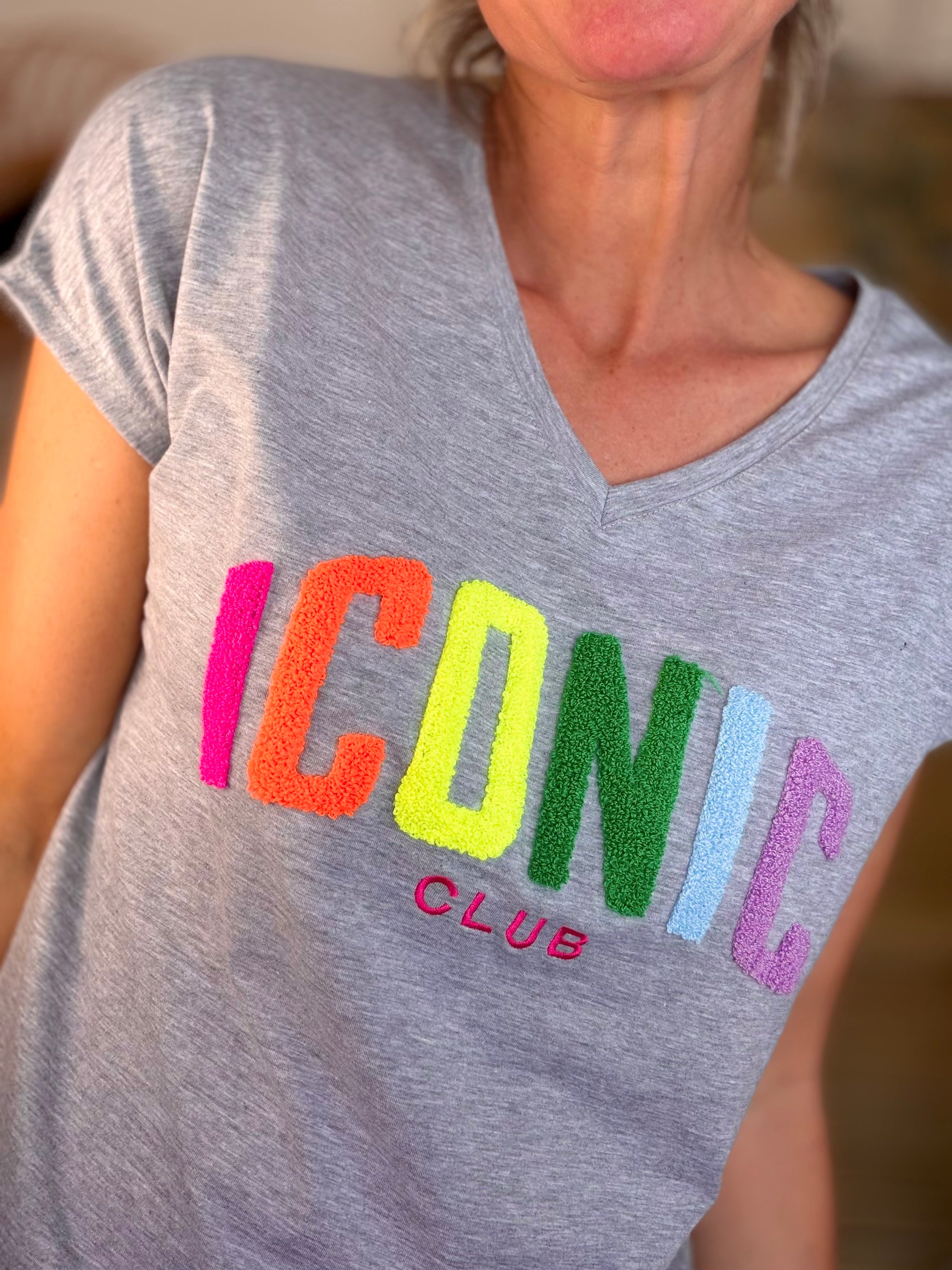 Tee shirt col V cœur ICONIC club MIRANDA Gris