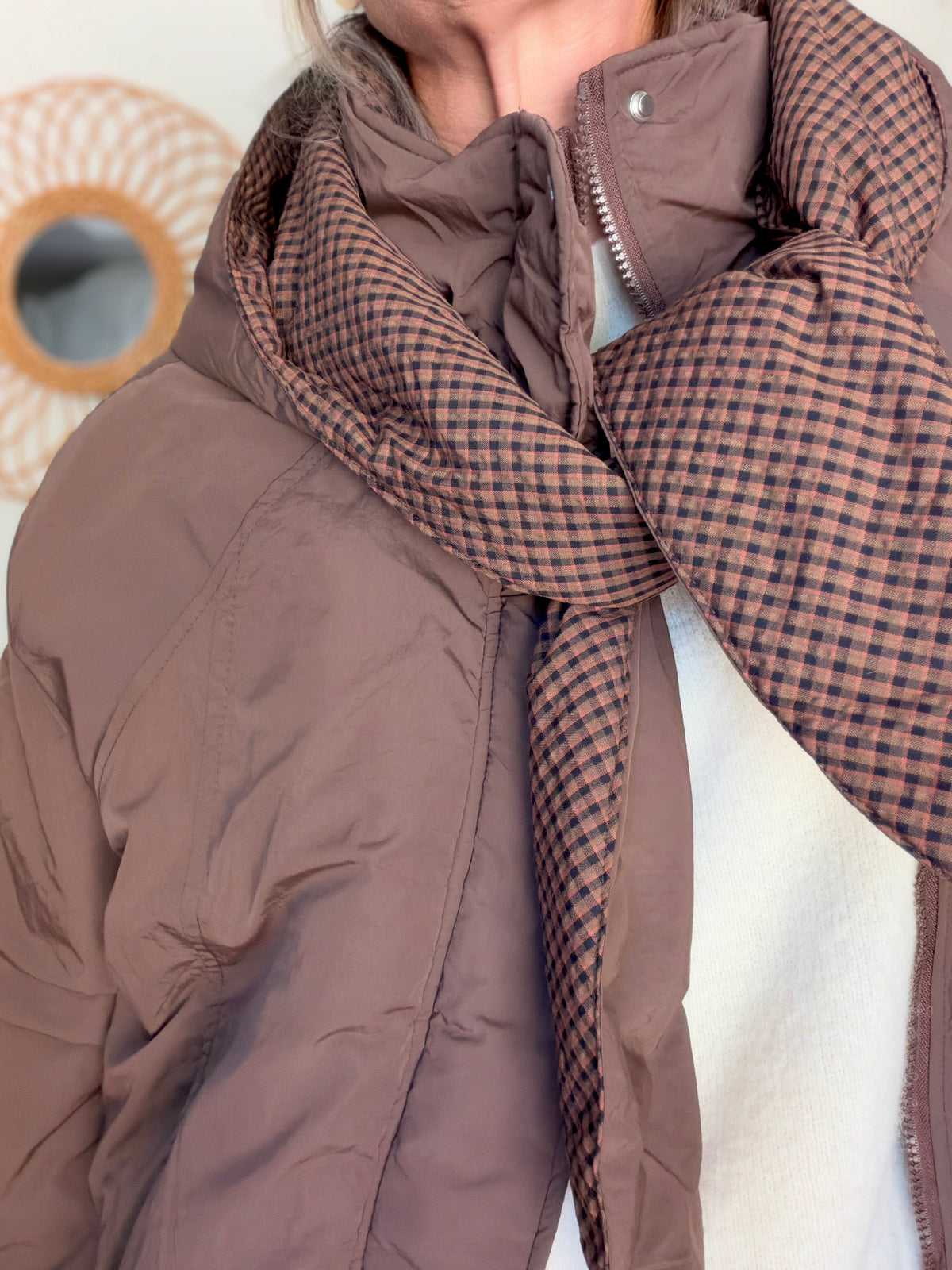 PRÉCOMMANDE (Expédition 22/10) • Veste matelassée capuche amovible réversible ODILE Chocolat