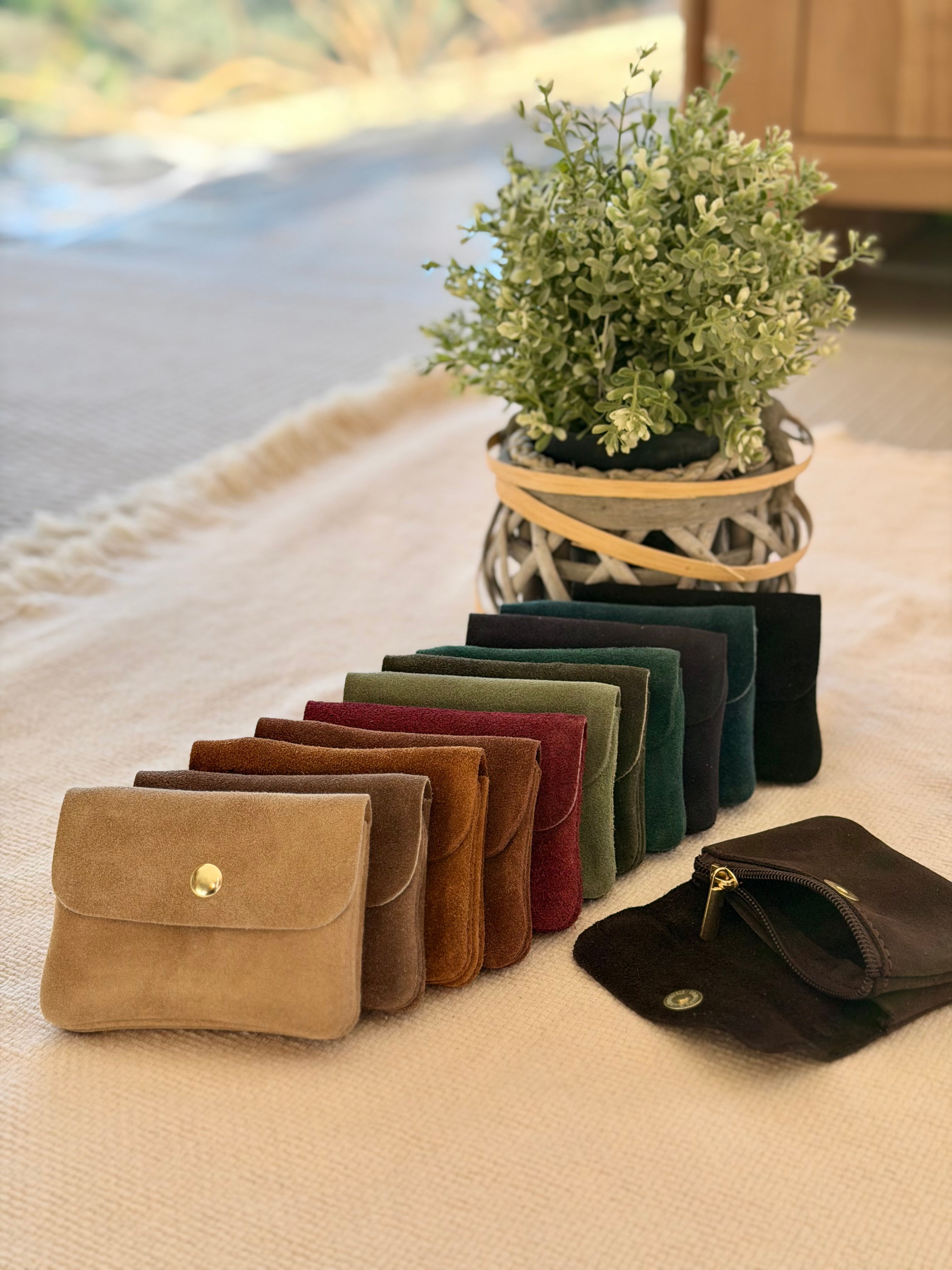 Porte monnaie / porte carte en cuir daim ACHILLE