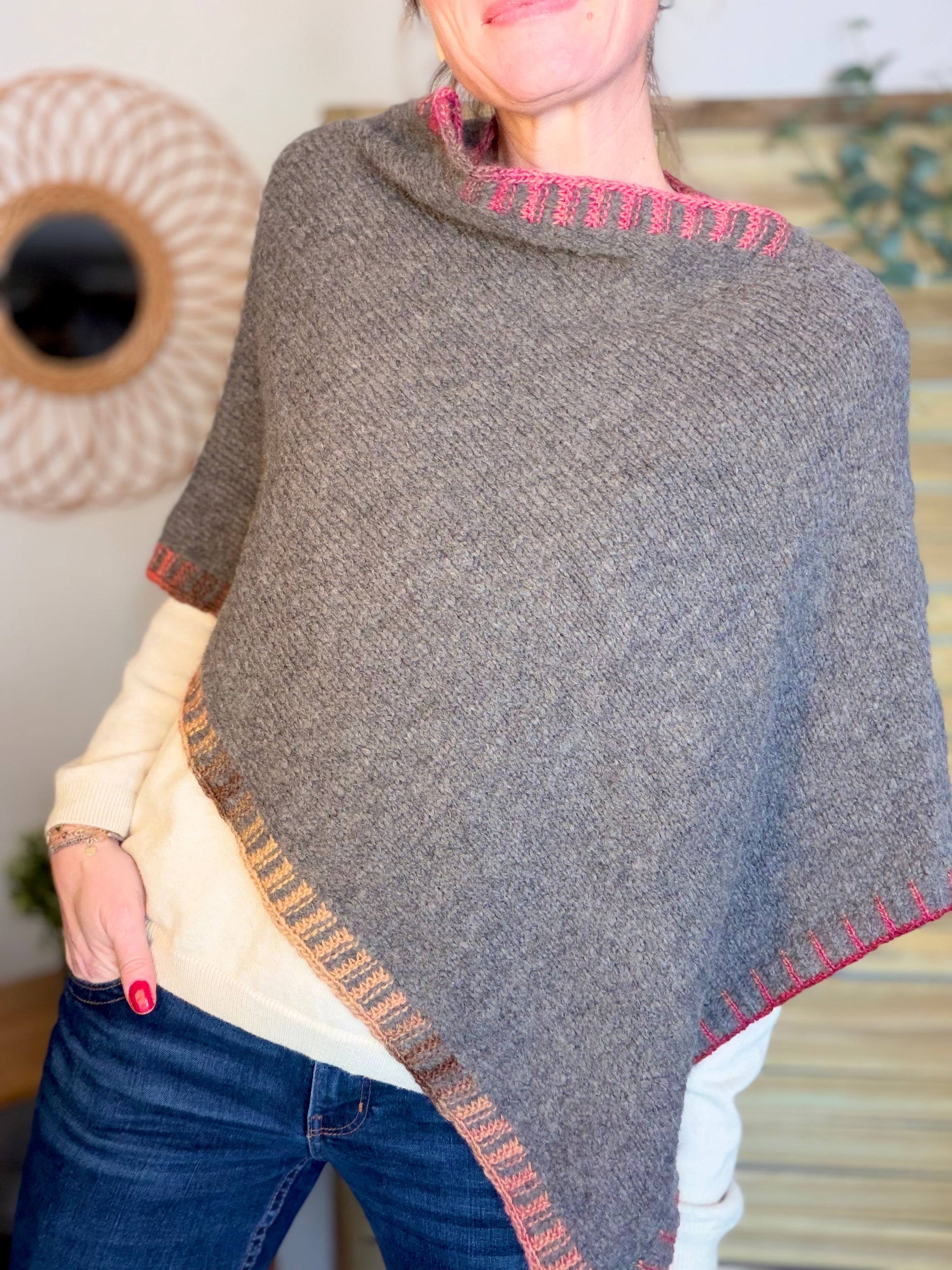 Poncho asymétrique GISÈLE - Taupe