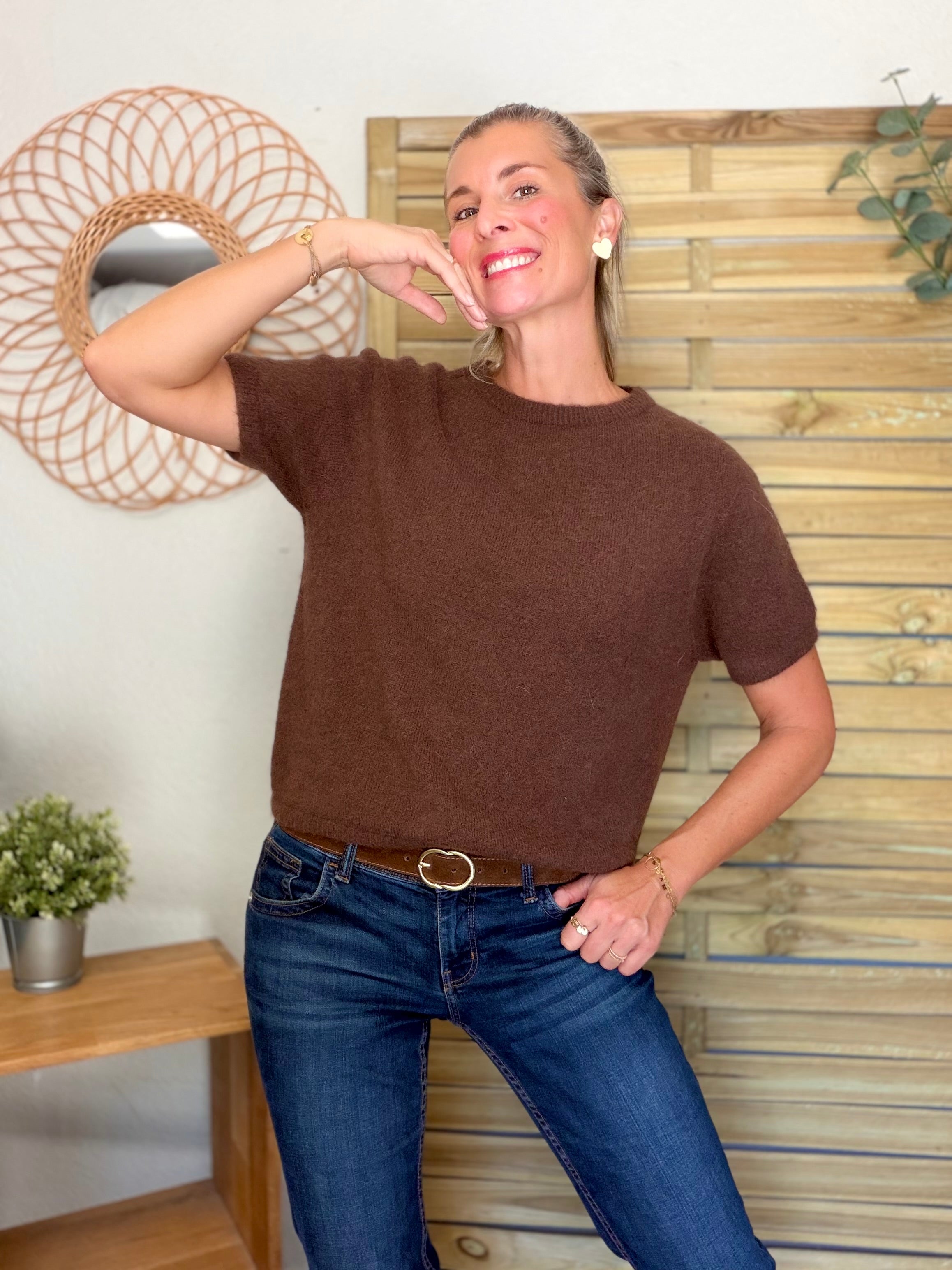Pull laine et alpaga PEGGY - Chocolat