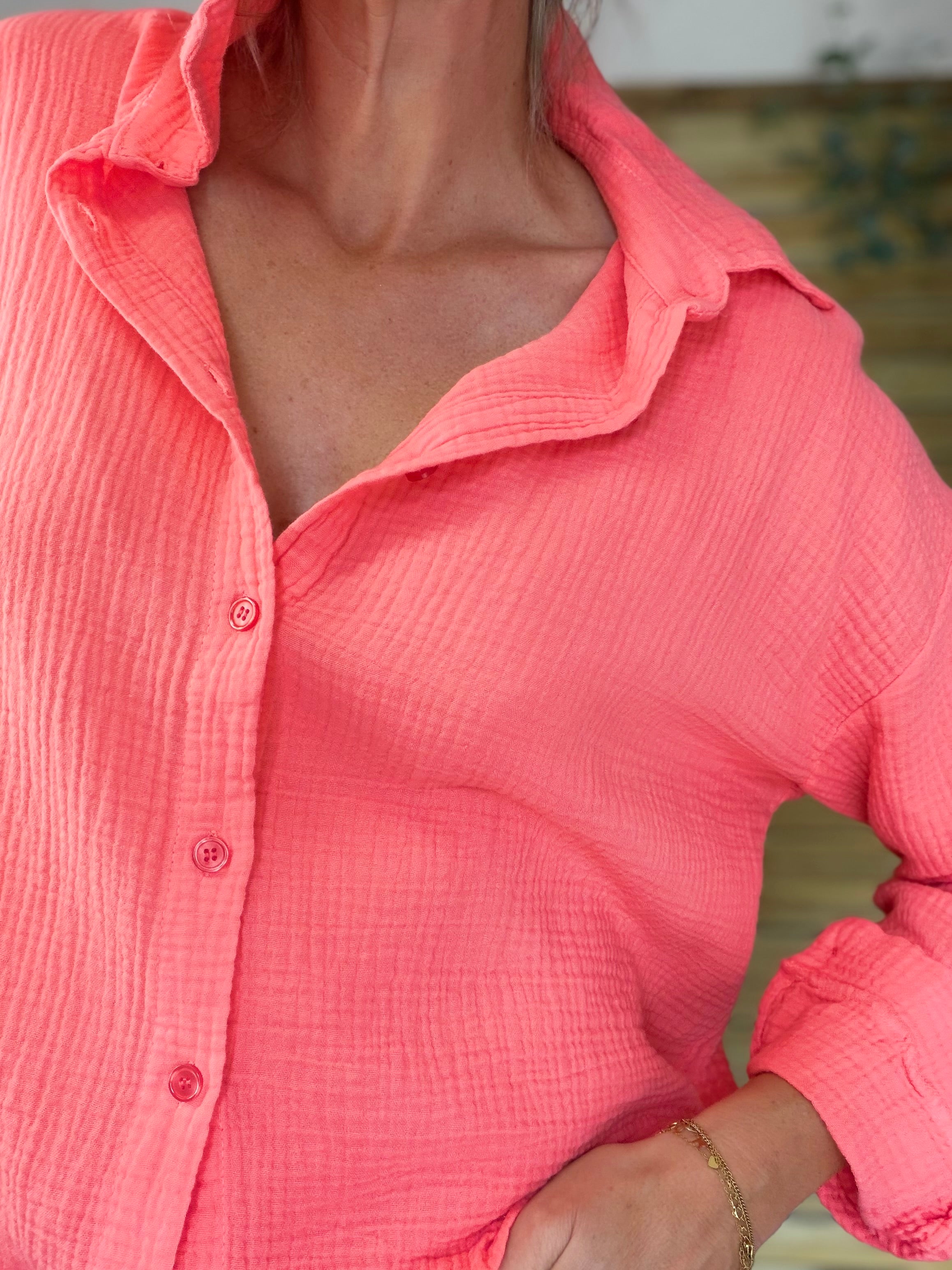 Chemise en gaze de coton ICONIC - ALANIS Corail