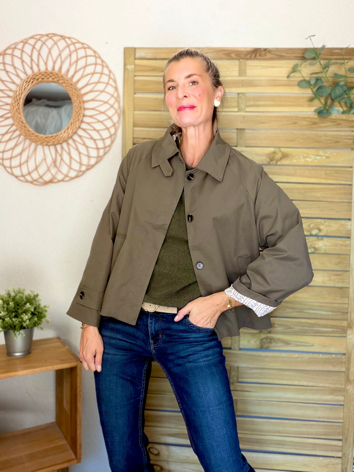 Veste Trench avec Liberty - MADELEINE Kaki