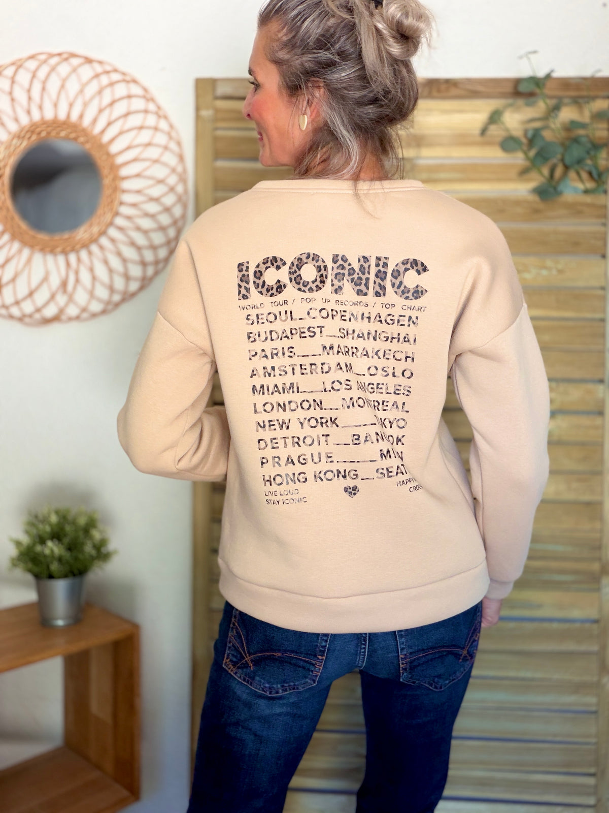 Sweat ICONIC Léo molleton ISALINE - Beige
