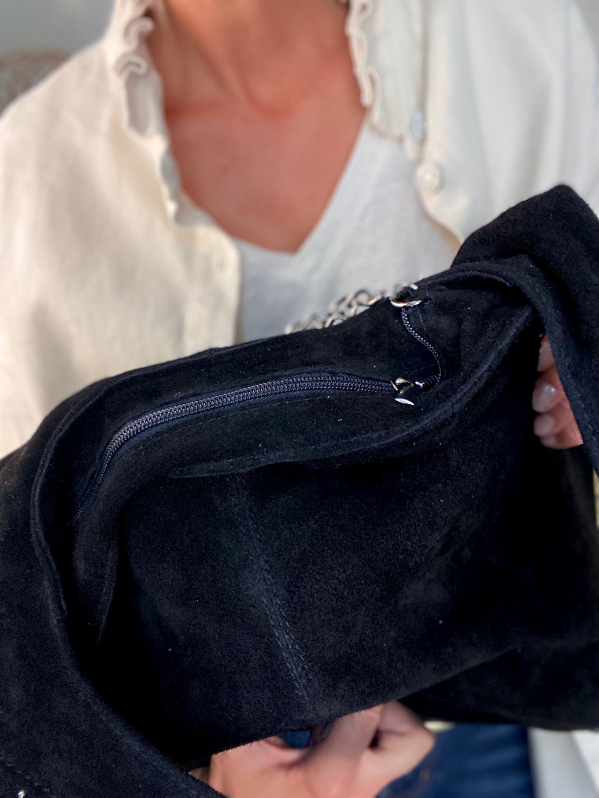 Sac cabas cuir daim MARLON - Noir
