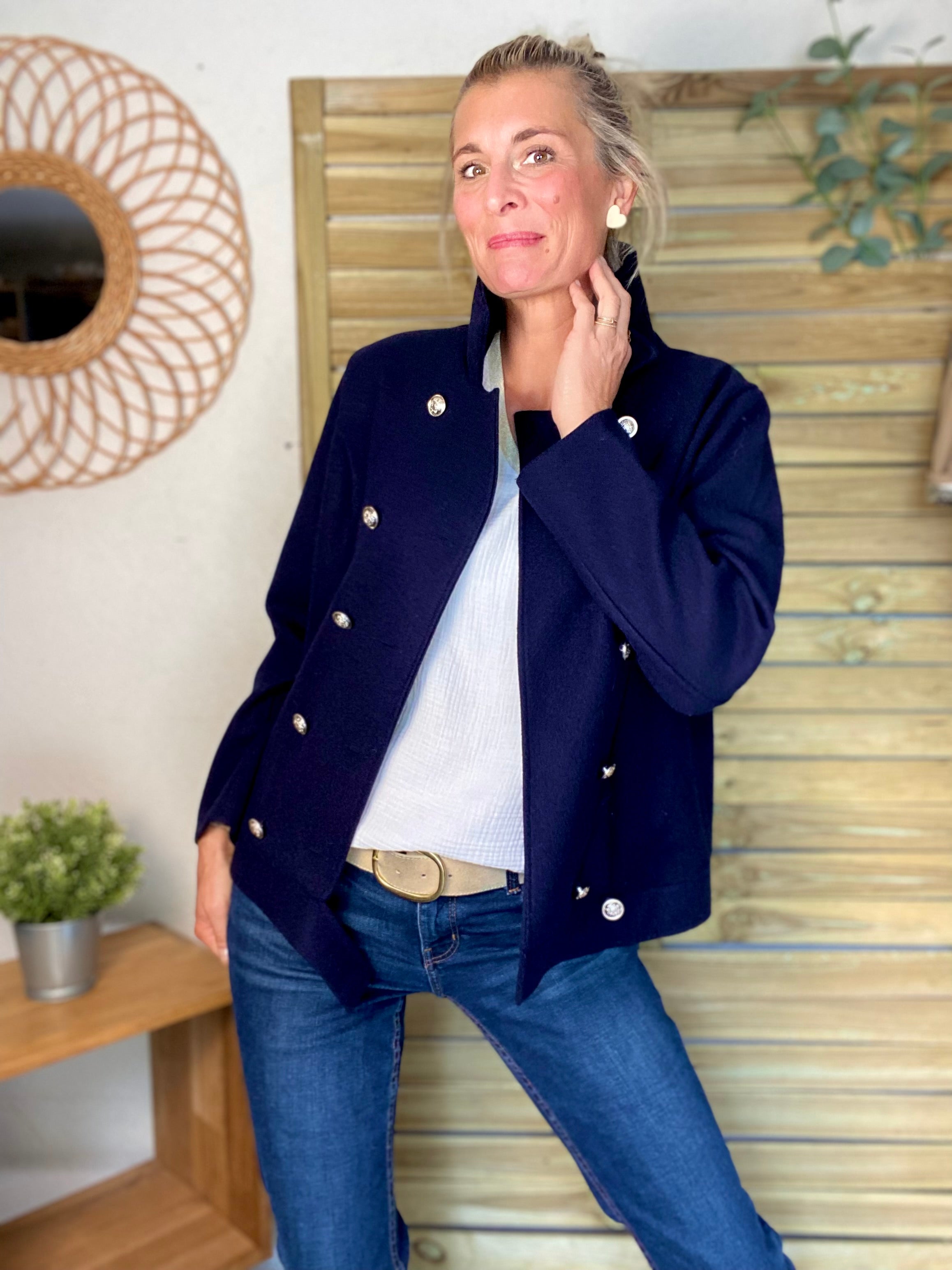 ⚠️ PRÉCOMMANDE (Expédition à partir du 01/10) - Veste caban légère JACK - Bleu marine