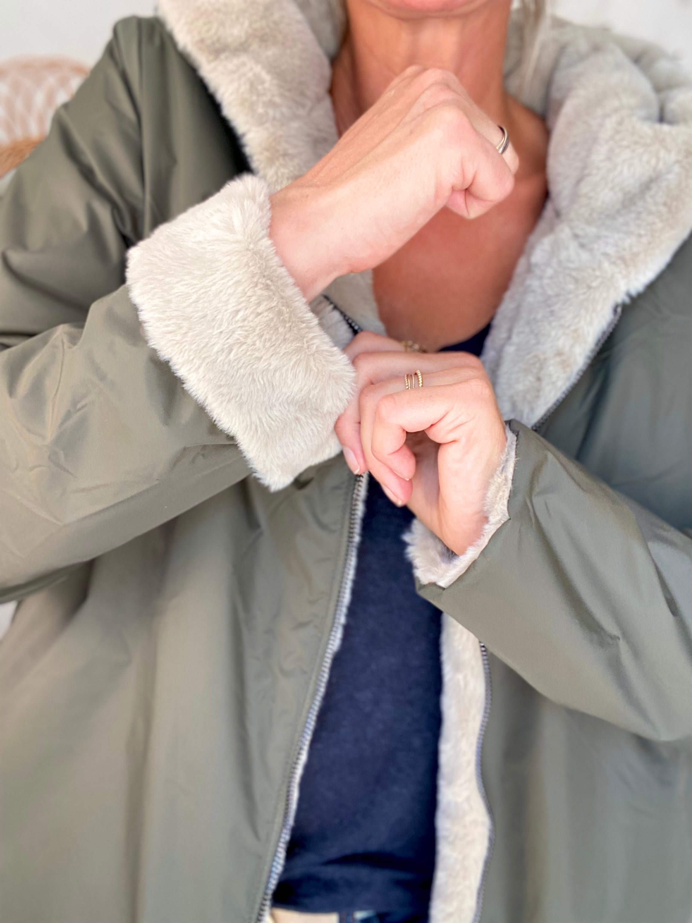 Parka Imperméable réversible fourrée Kaki / Beige ALIX - LAURA JO