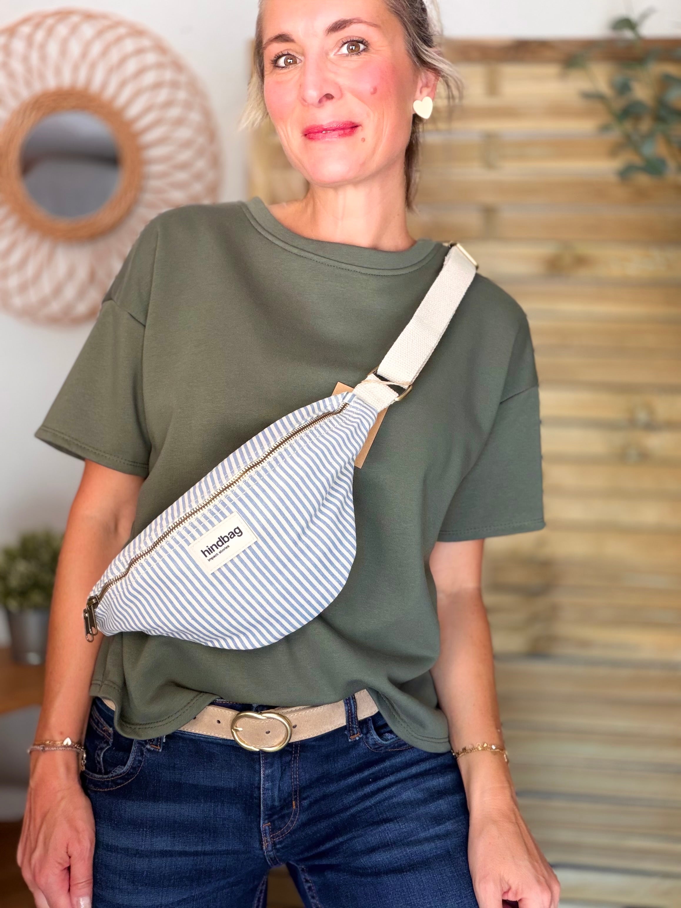 HINDBAG OLIVIA - Sac banane Rayures bleues