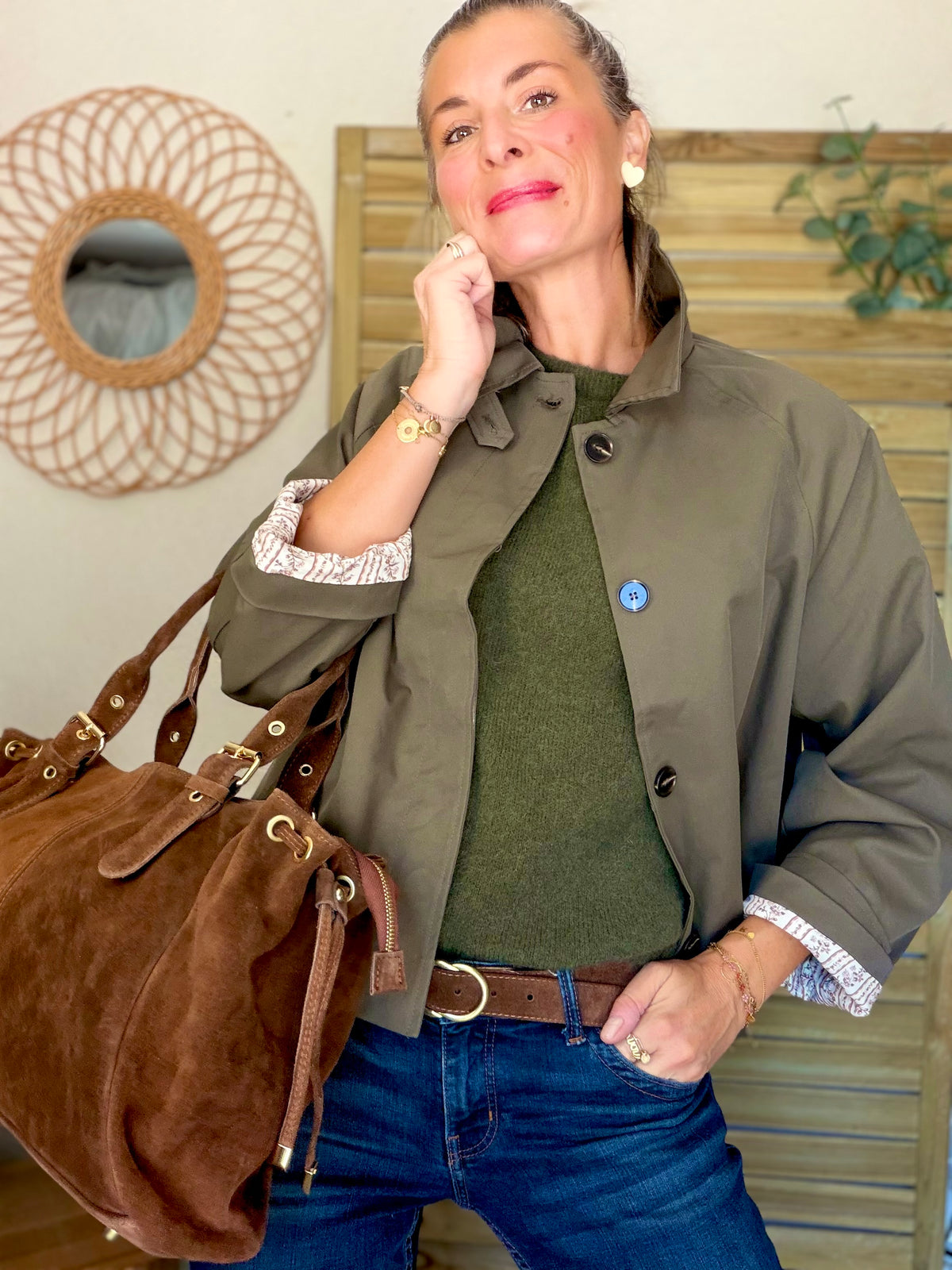 Sac cabas XL en cuir daim • JASPER Café