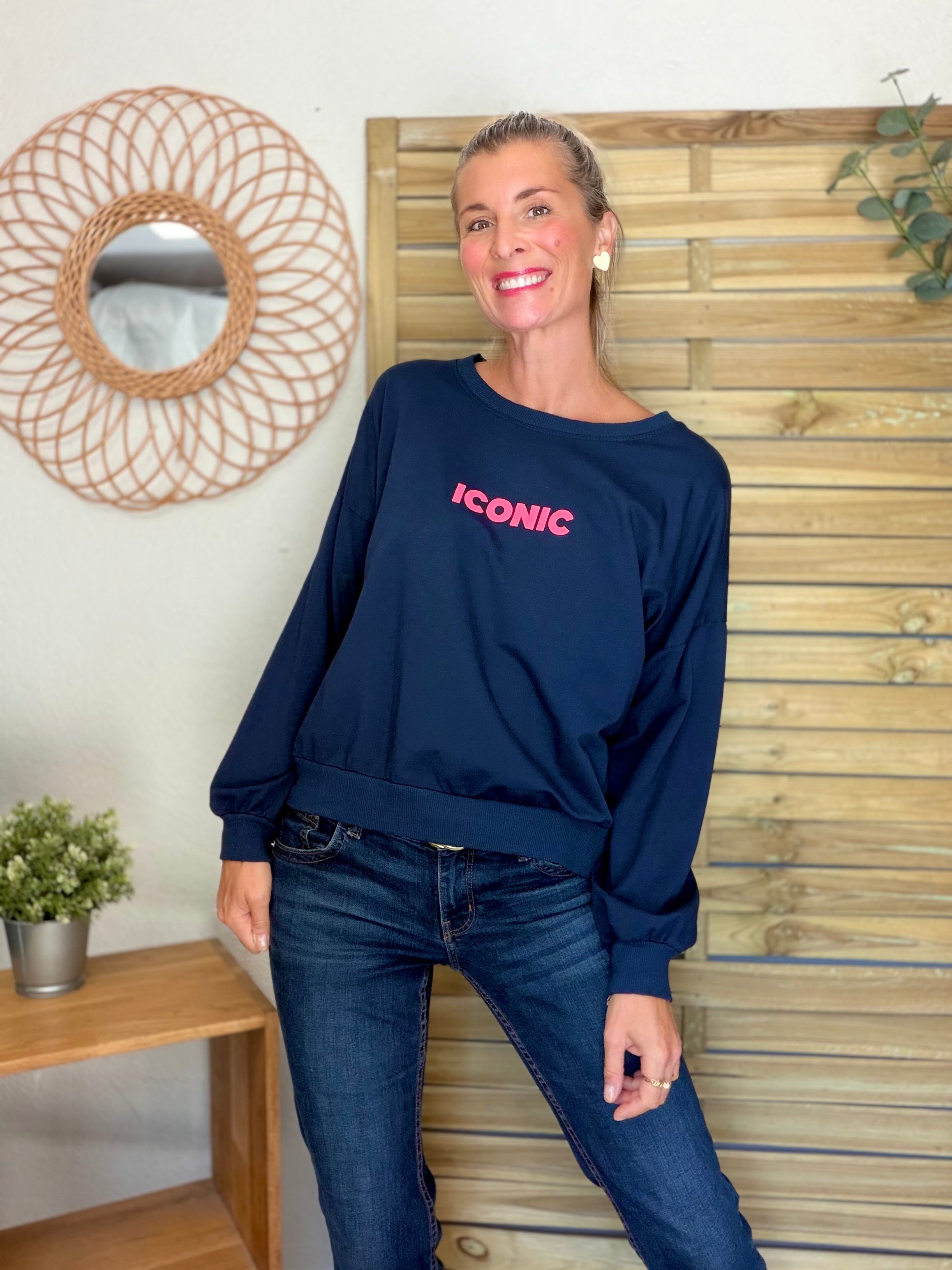 Sweat ICONIC léger 100% coton FAUSTINE Bleu marine (taille 36 à 46)