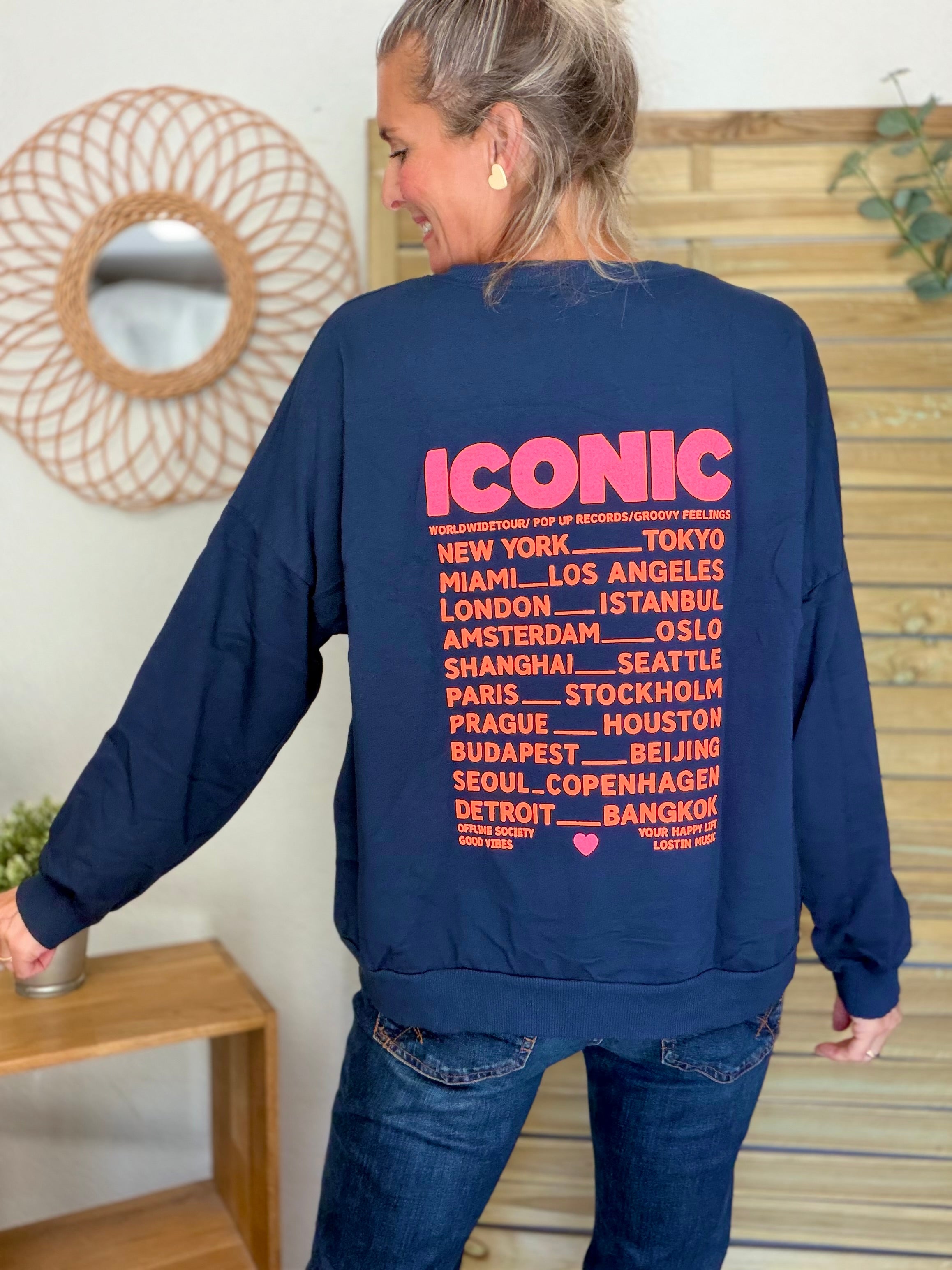 Sweat ICONIC léger 100% coton FAUSTINE Bleu marine (taille 36 à 46)