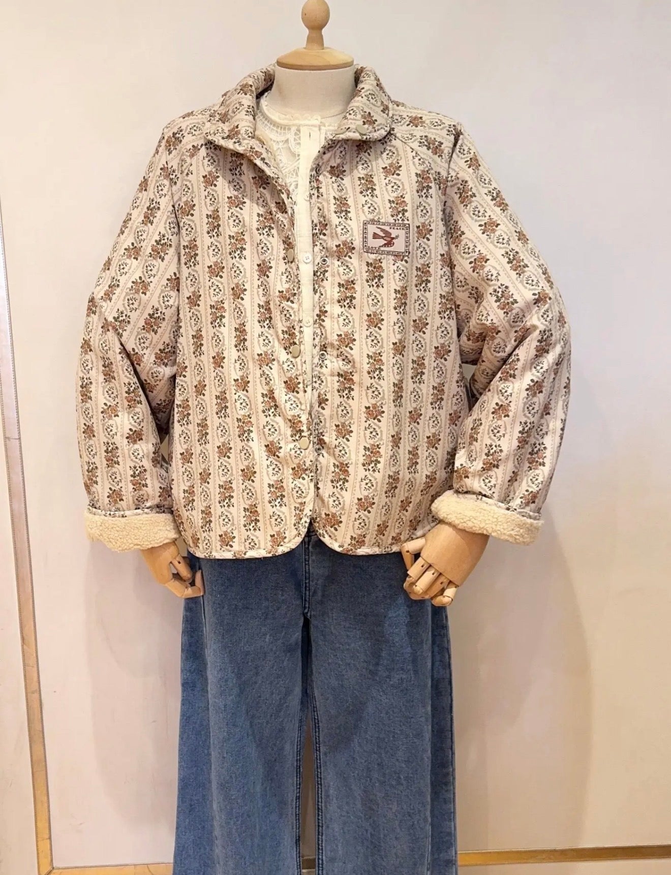 Veste réversible Sherpa ODETTE Beige / Fleurie