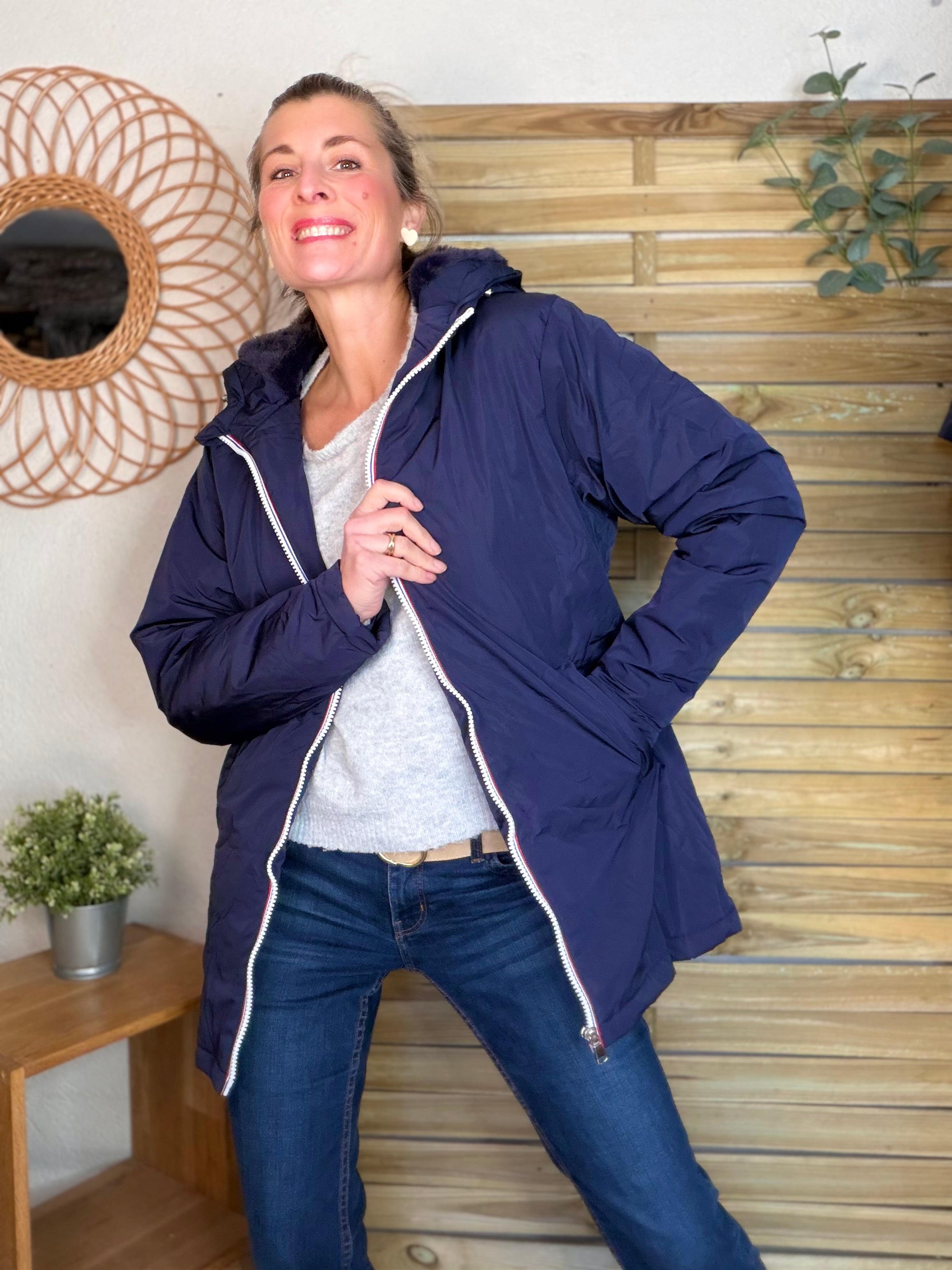 ⚡️ ARRIVAGE - Parka Imperméable fourré ALICE - Bleu marine