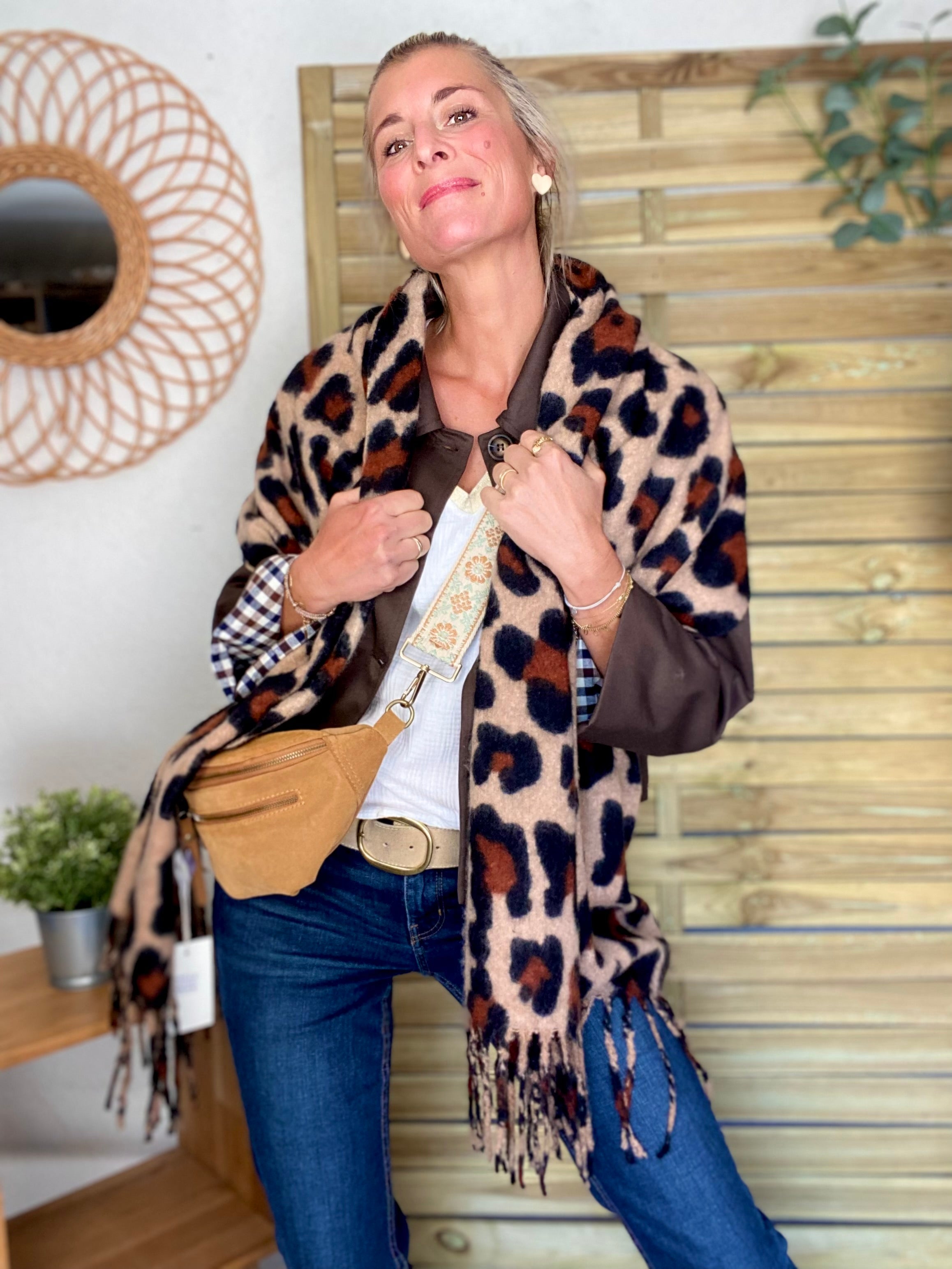 Écharpe douce MARTINE - Léo Taupe 🐆